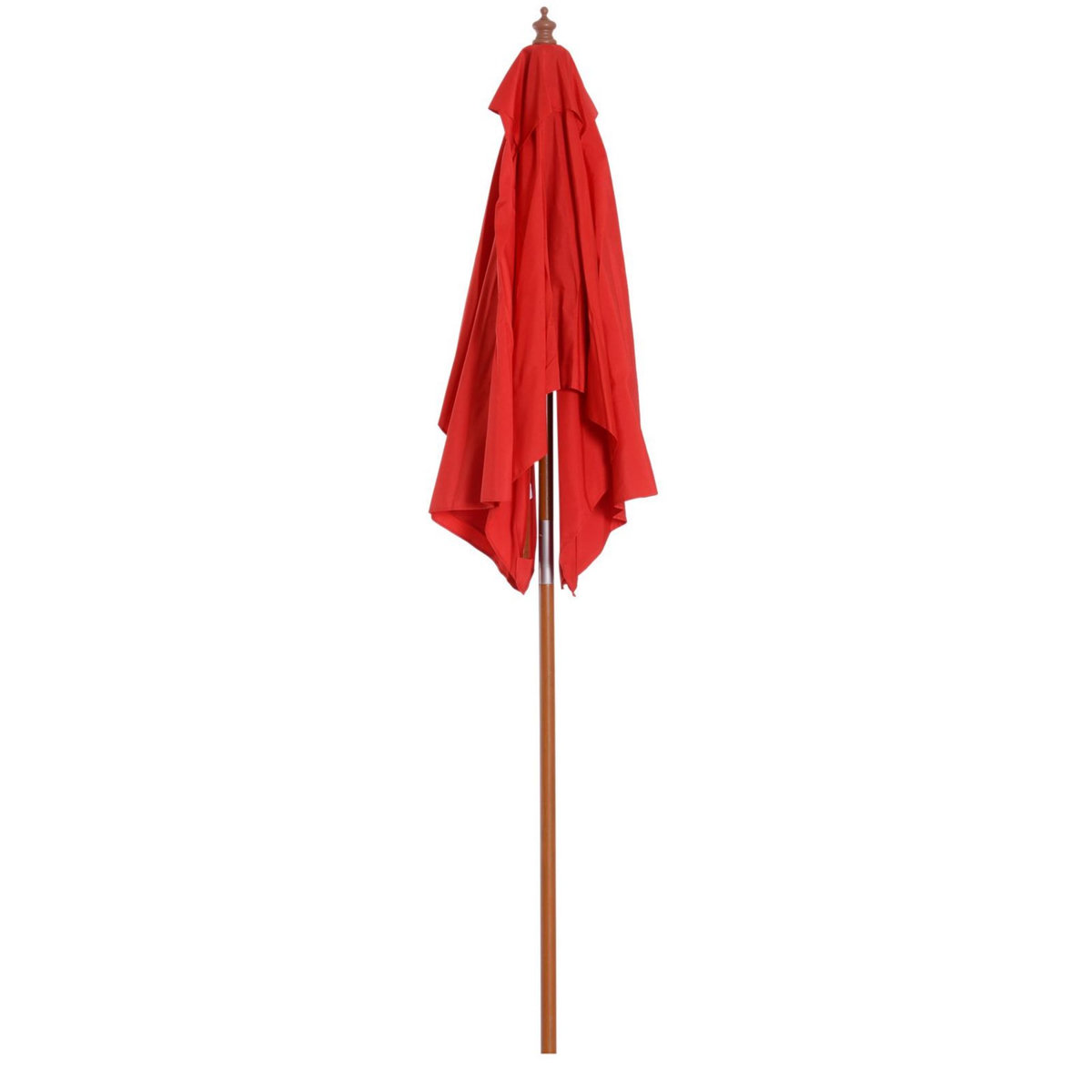 OUTSUNNY Parasol rectangulaire inclinable bois polyester haute densité 2L x 1,5l x 2,3H m rouge