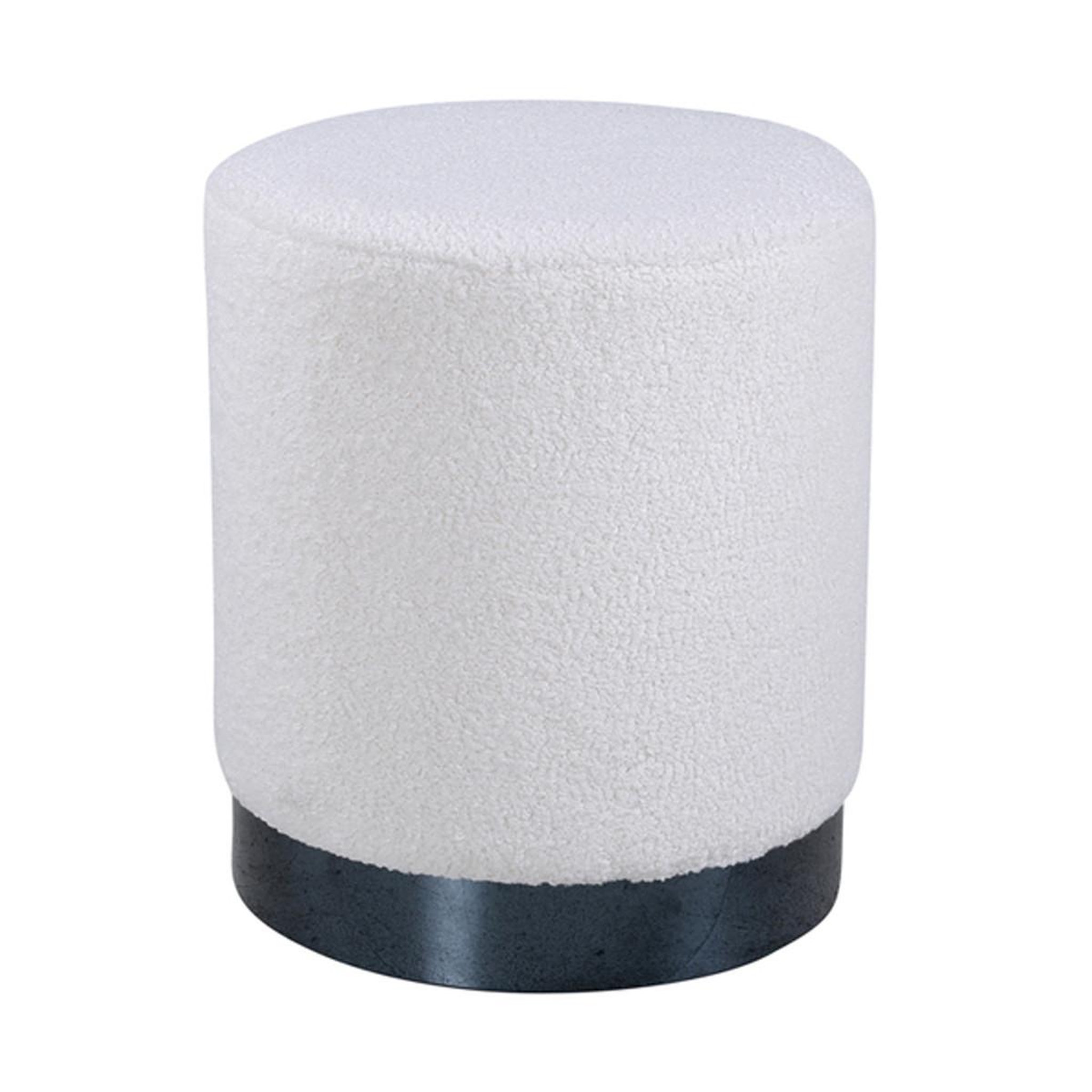 Paris Prix Pouf rond bouclé  benji  43cm blanc & noir