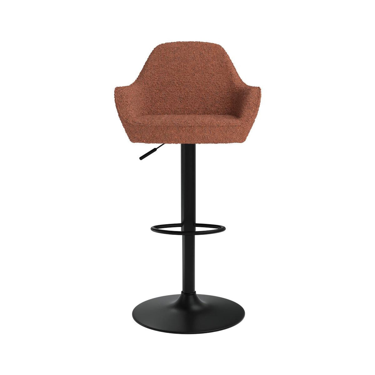 Rendez vous déco Lot de 2 chaises de bar effet laine bouclette rouge brique 63/83 cm-Adam