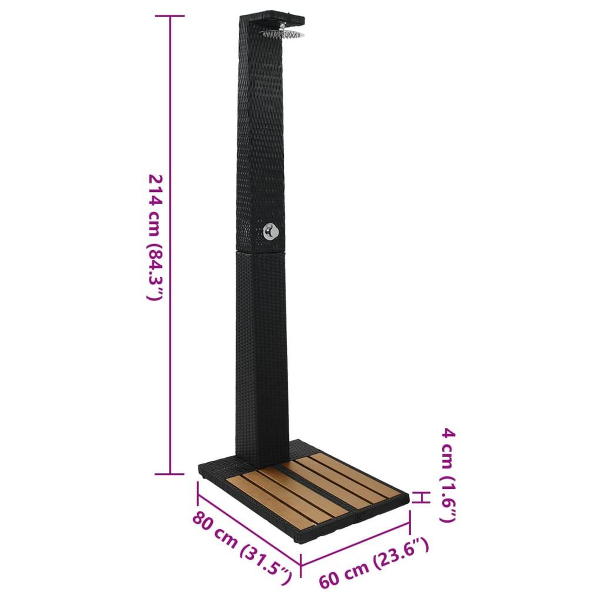 Voir la diapositive 6 : VIDAXL Douche de jardin resine tressee WPC
