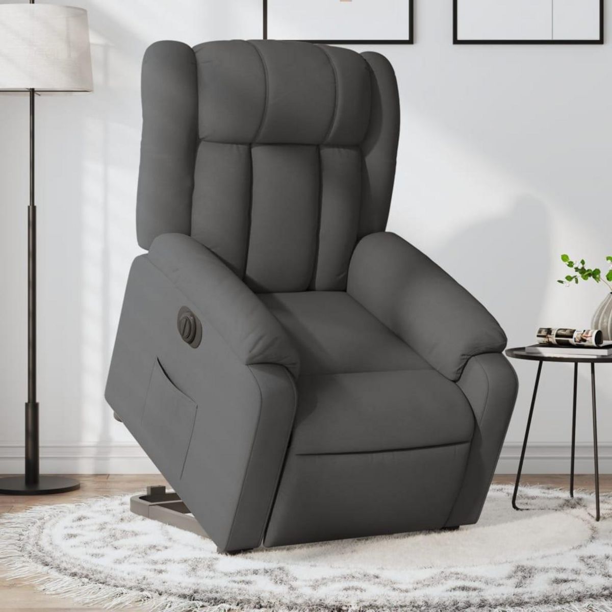 VIDAXL Fauteuil inclinable electrique gris fonce tissu
