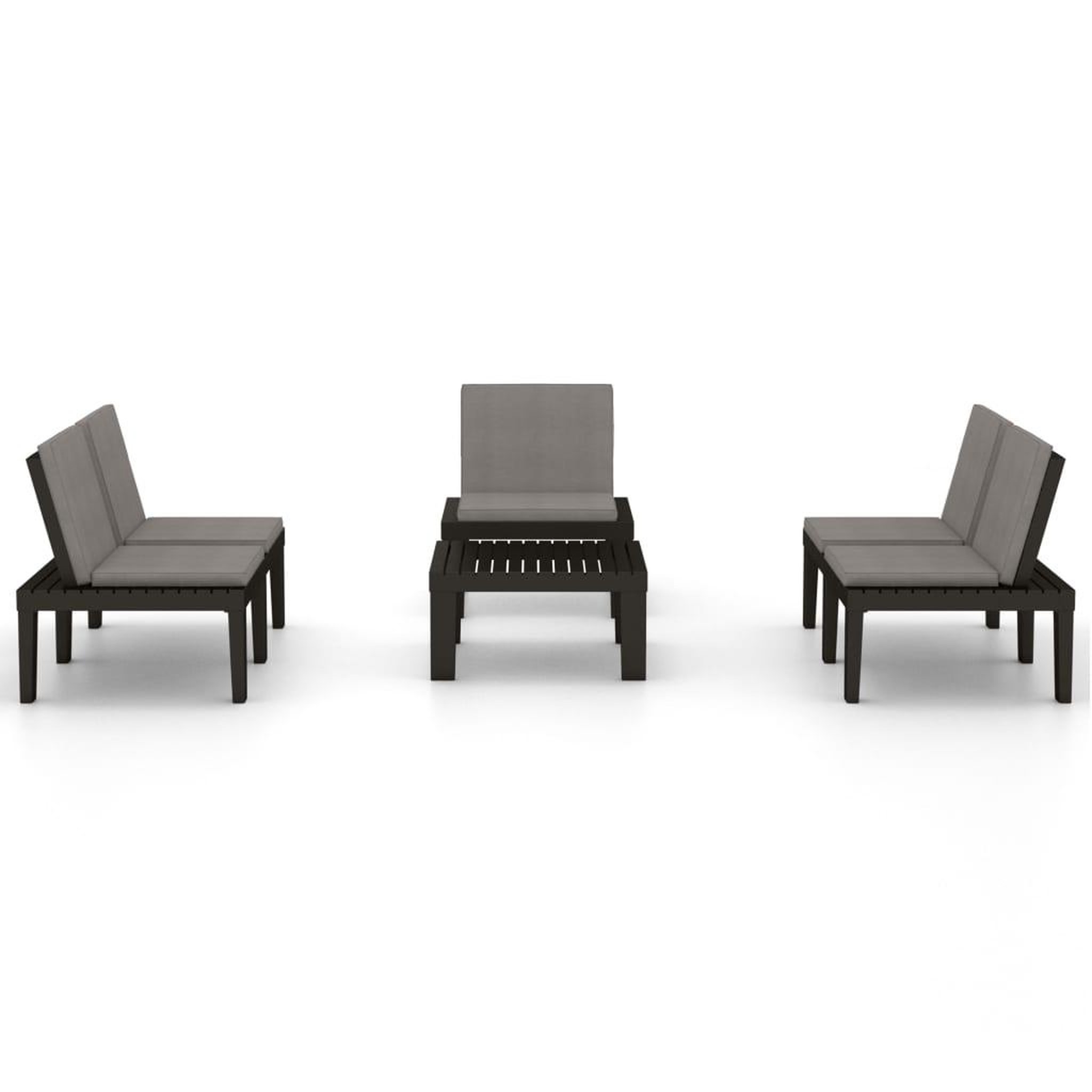 Voir la diapositive 3 : VIDAXL Salon de jardin 4 pcs avec coussins Plastique Gris