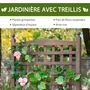 Voir la diapositive 4 : OUTSUNNY Jardinière avec treillis - bac à fleurs - jardinière sur pied - dim. 64L x 28l x 120H cm inserts d'irrigation inclus bois sapin traité