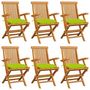 Voir la diapositive 1 : VIDAXL Chaises de jardin avec coussins vert vif lot de 6 Bois teck