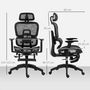 Voir la diapositive 3 : HOMCOM Fauteuil de bureau ergonomique grand confort entièrement réglable tissu maille noir