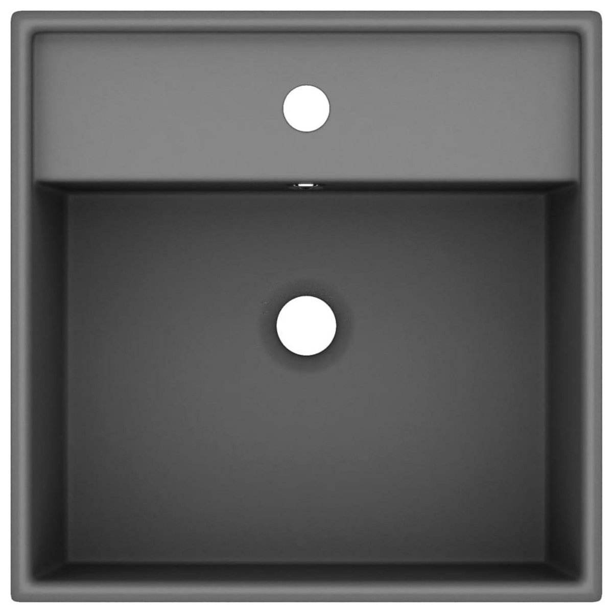 VIDAXL Lavabo carre a trop-plein Gris fonce mat 41x41 cm Ceramique