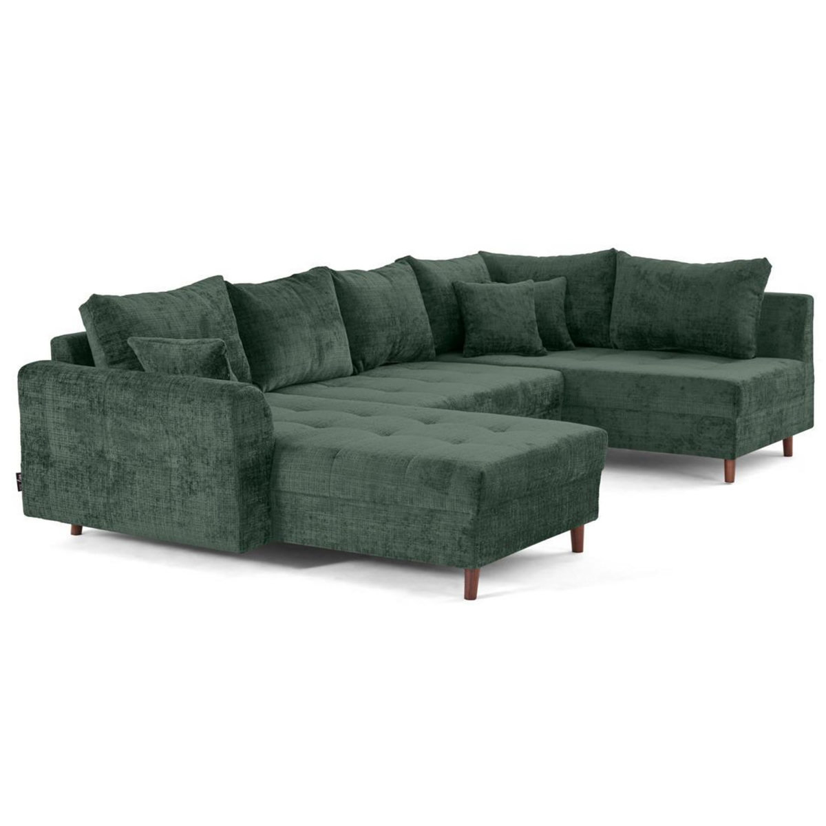 LISA DESIGN Rune - canapé panoramique d'angle droit 7 places en velours texturé