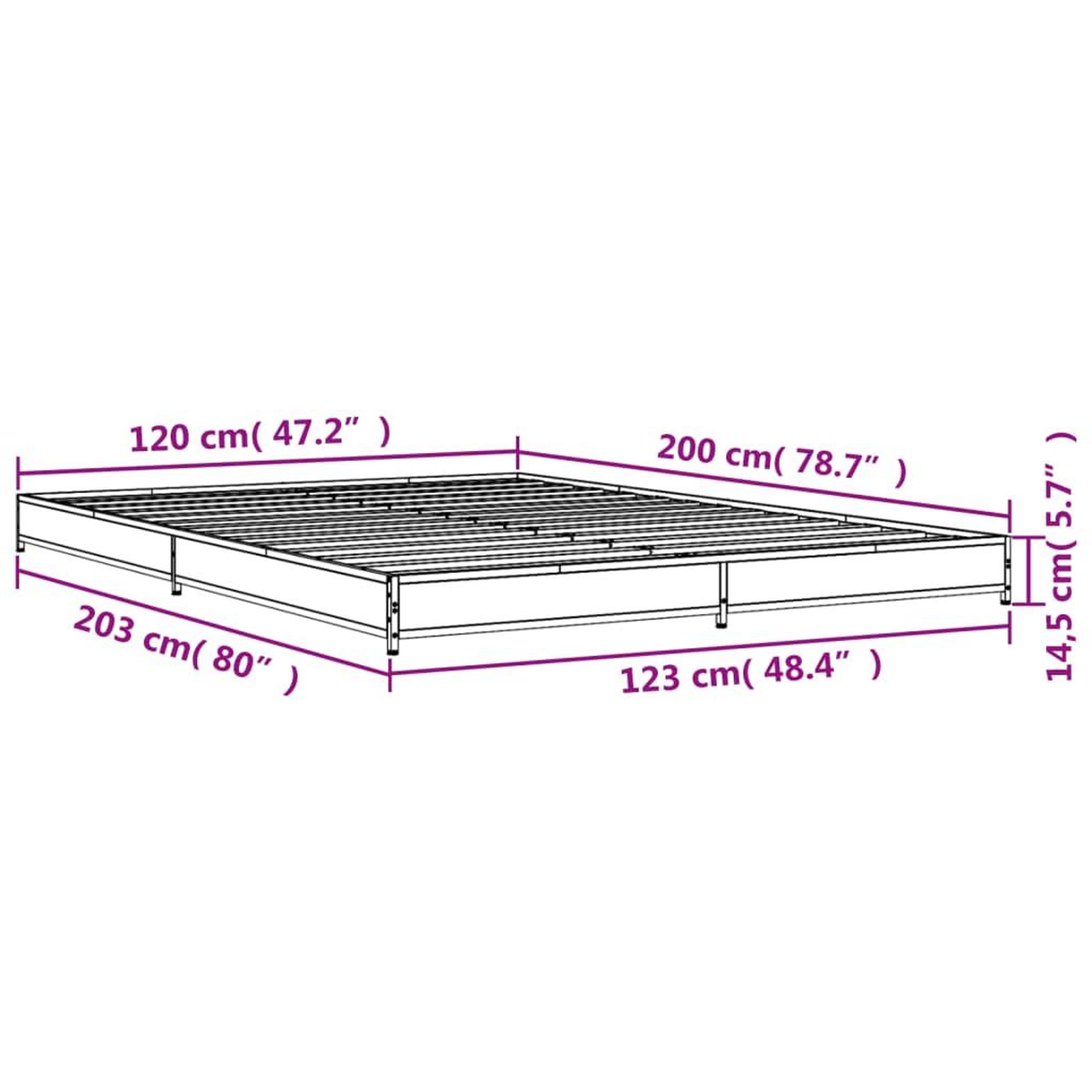 Voir la diapositive 6 : VIDAXL Cadre de lit sans matelas sonoma gris 120x200 cm
