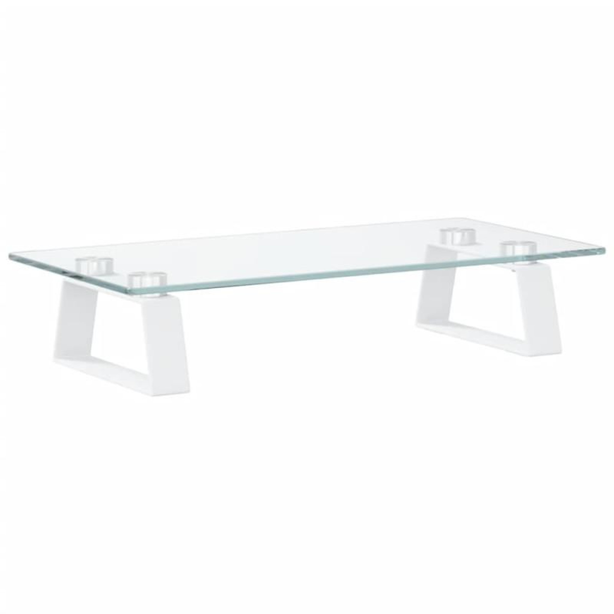 Voir la diapositive 2 : VIDAXL Support de moniteur blanc 40x20x8 cm verre trempé et métal