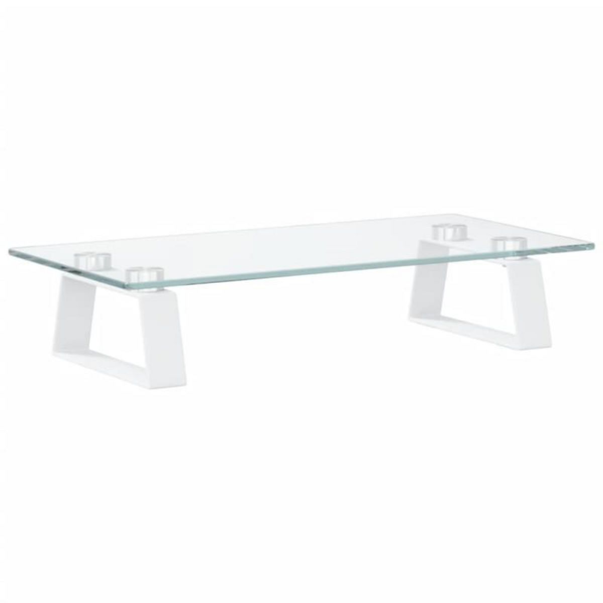 VIDAXL Support de moniteur blanc 40x20x8 cm verre trempé et métal