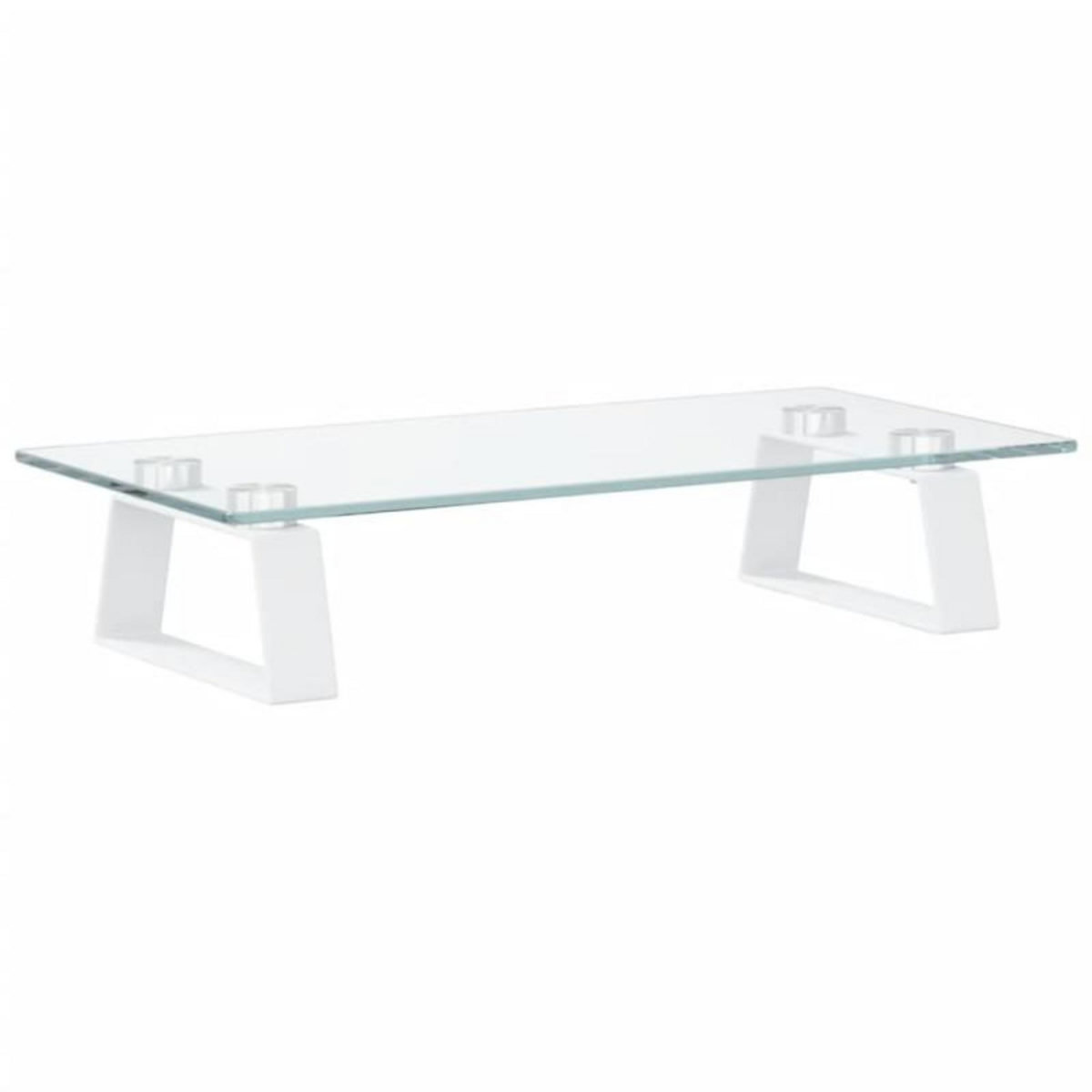 VIDAXL Support de moniteur blanc 40x20x8 cm verre trempé et métal