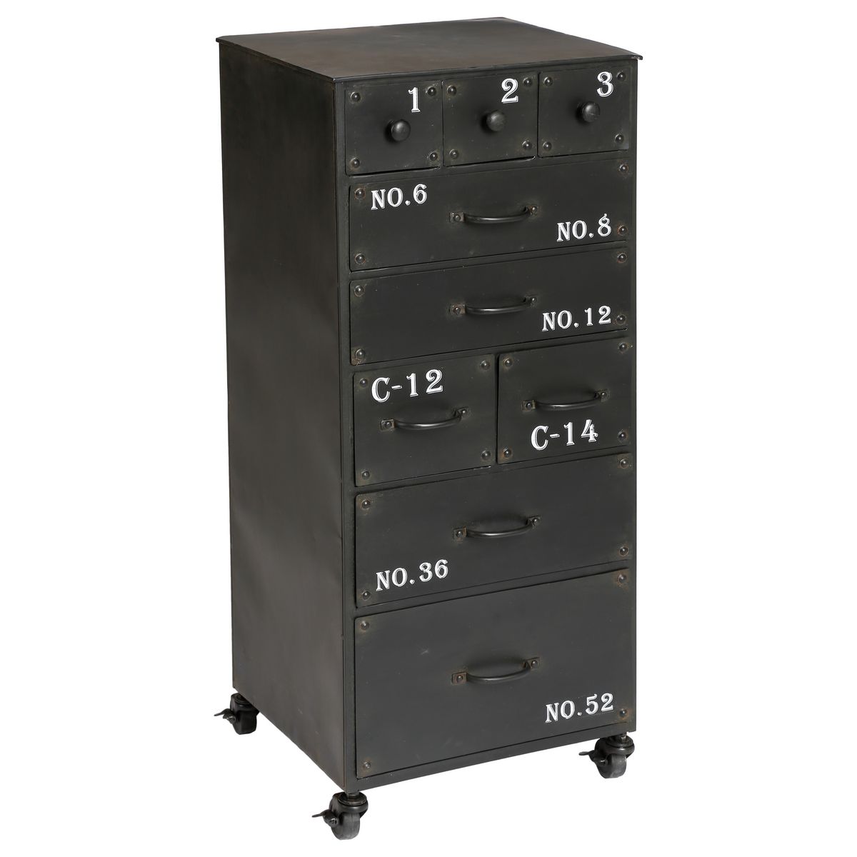 ATMOSPHERA Chiffonnier métal à roulettes 9 tiroirs H97cm ARNAUD