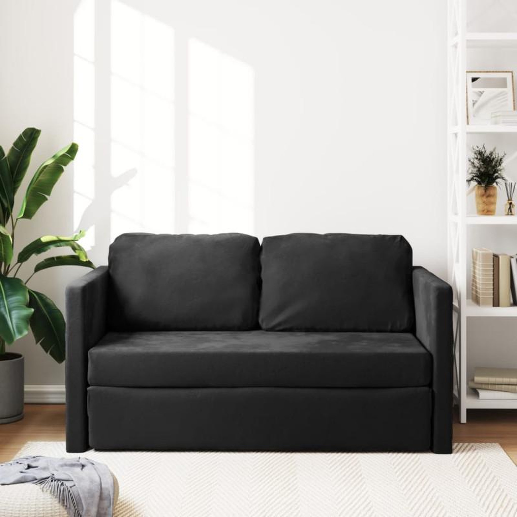 Voir la diapositive 3 : VIDAXL Canapé lit 2 en 1 noir 122x204x55 cm velours