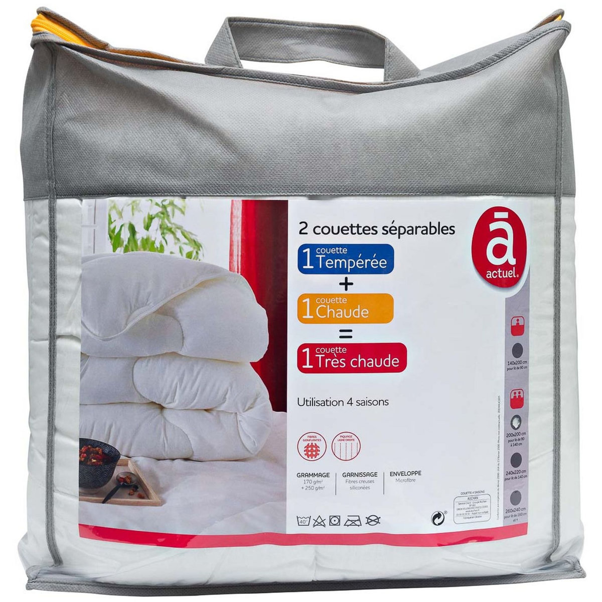 ACTUEL Couette 4 saisons unie en microfibre 