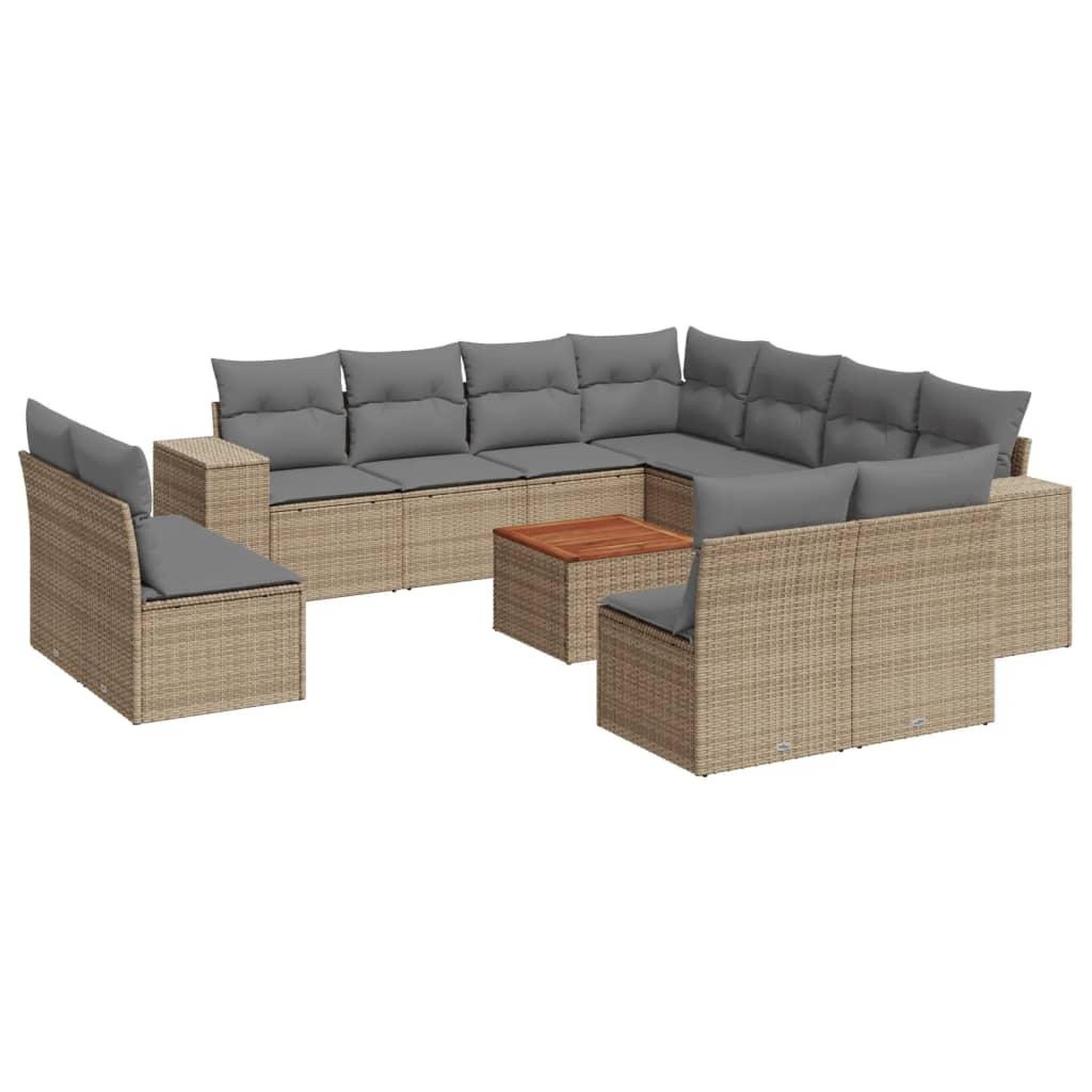 Voir la diapositive 2 : VIDAXL Salon de jardin avec coussins 12 pcs beige resine tressee