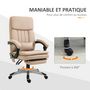 Voir la diapositive 5 : VINSETTO Vinsetto Fauteuil de bureau direction massant hauteur réglable dossier inclinable repose-pied coussin lombaires revêtement synthétique beige