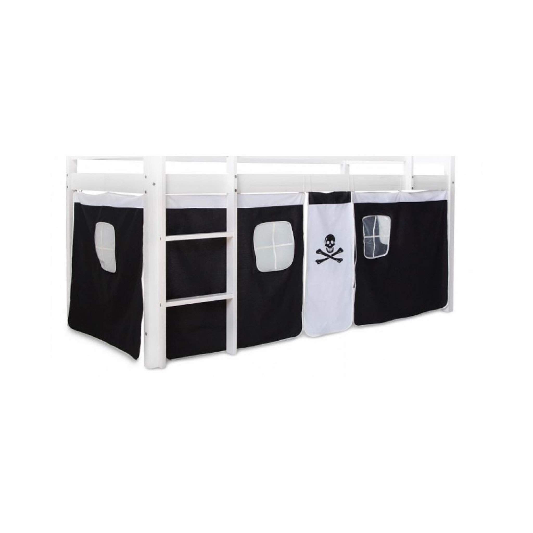 HomeStyle4U Rideau de lit pour lit mezzanine en coton Noir