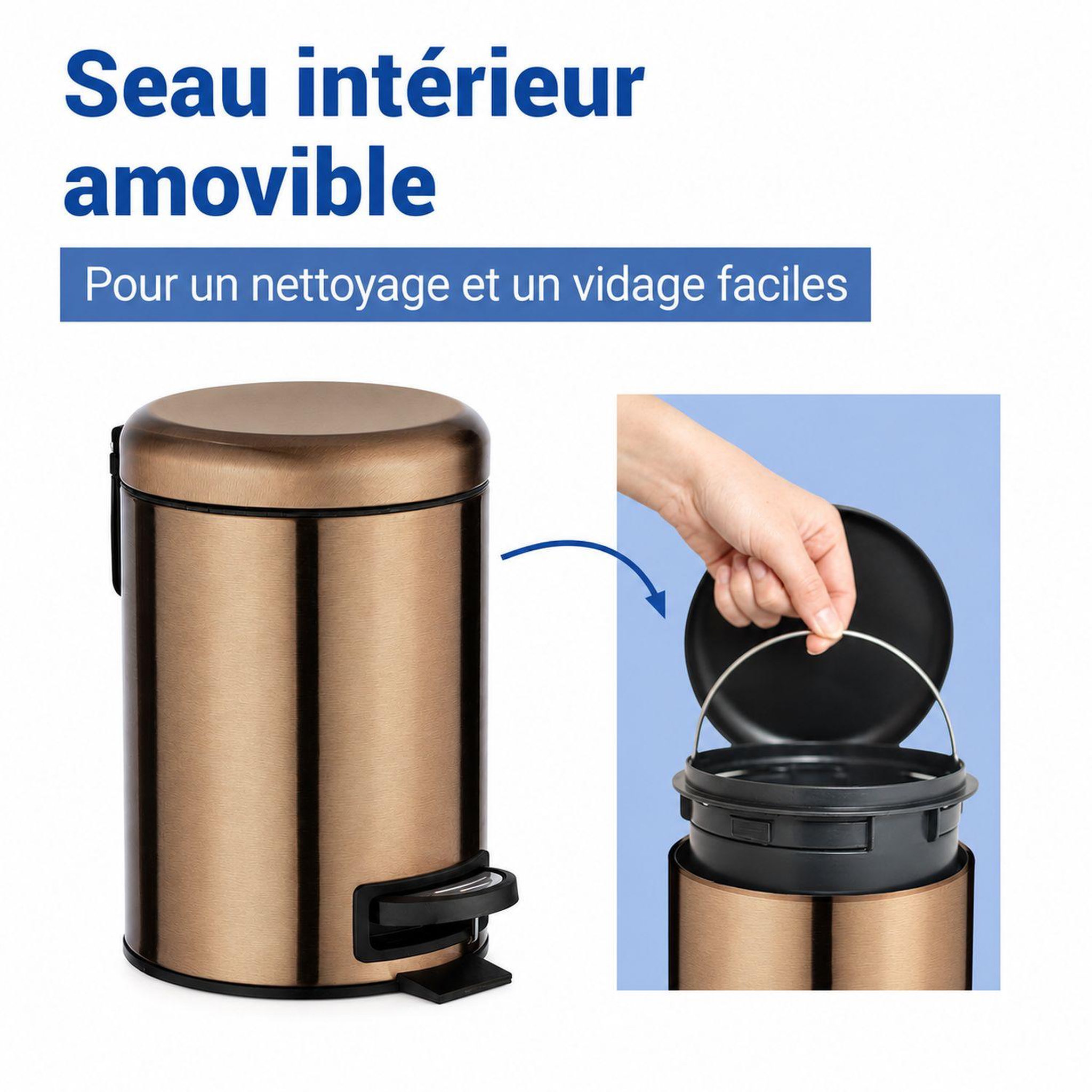 Voir la diapositive 4 : Wenko Poubelle à pédale indus leman - 3 l