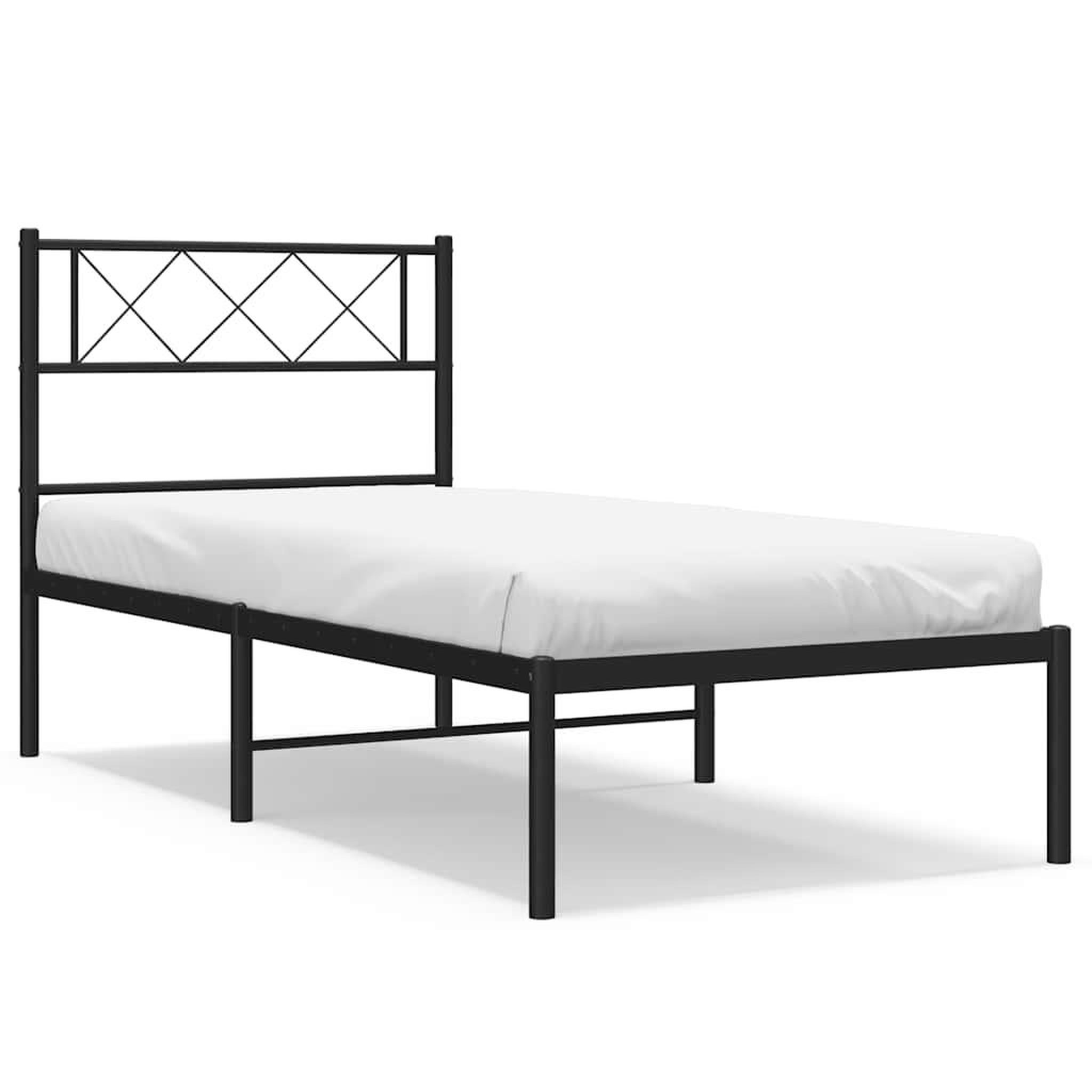 Voir la diapositive 2 : VIDAXL Cadre de lit metal sans matelas avec tete de lit noir 100x200cm