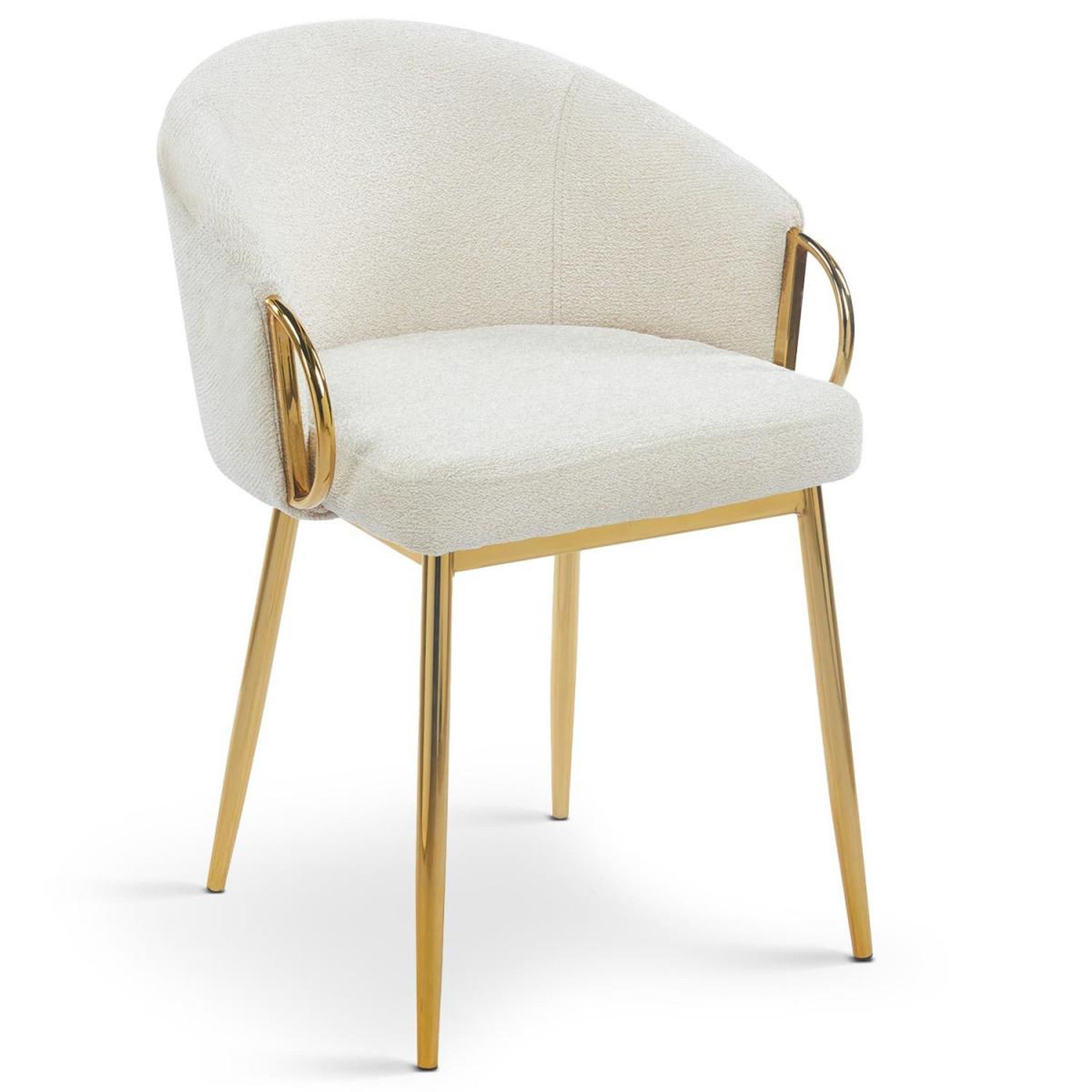 Voir la diapositive 2 : Paris Prix Lot de 2 chaises en tissu bouclette  julia  74cm beige & or