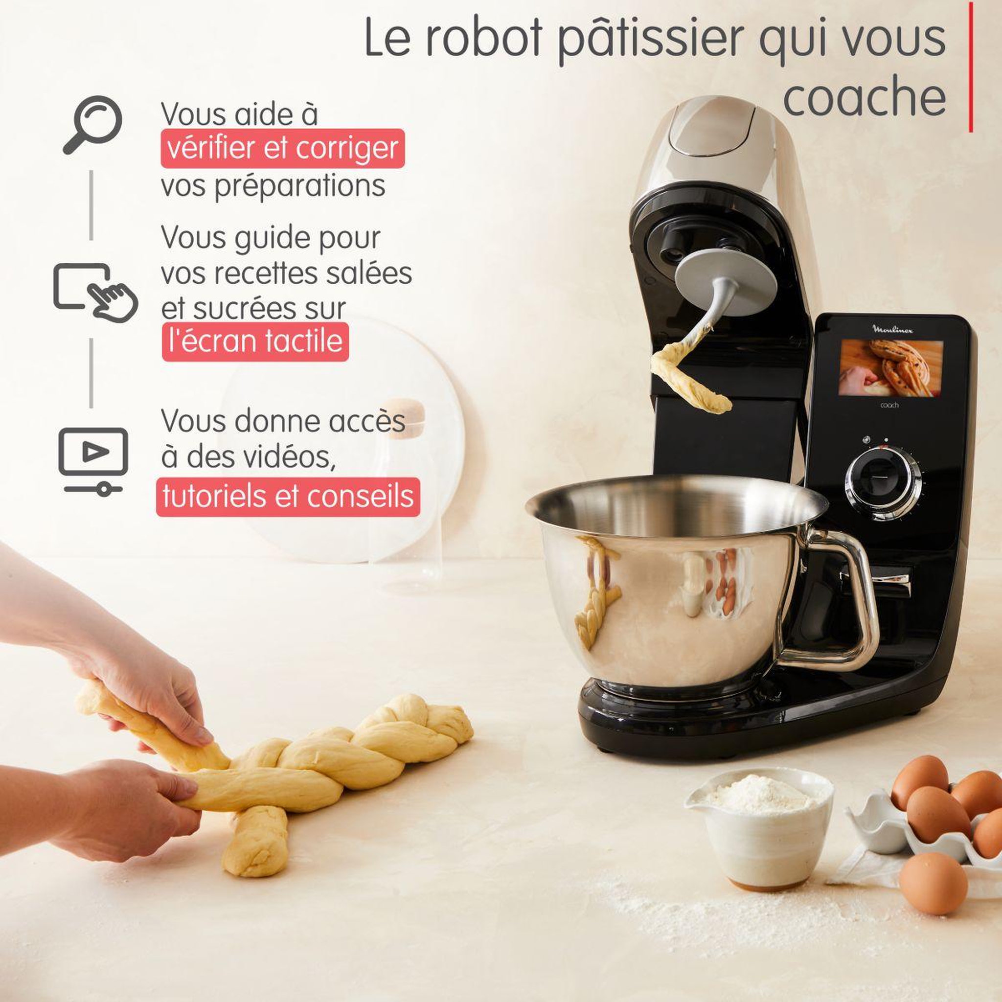 Voir la diapositive 4 : MOULINEX Robot pâtissier QA951810 i-coach touch balance connectée
