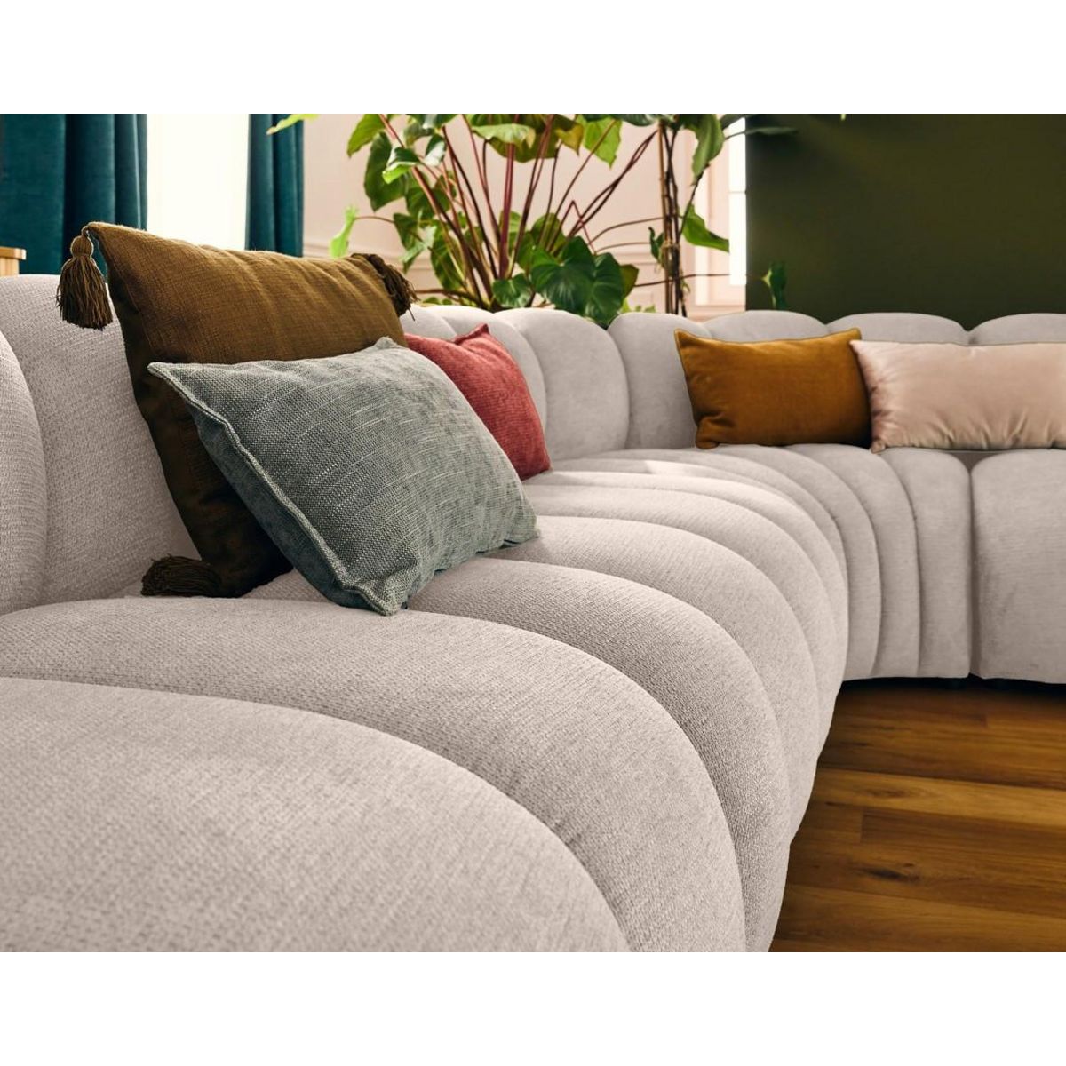 LISA DESIGN Debbie - canapé modulable d'angle gauche 5 places en tissu texturé