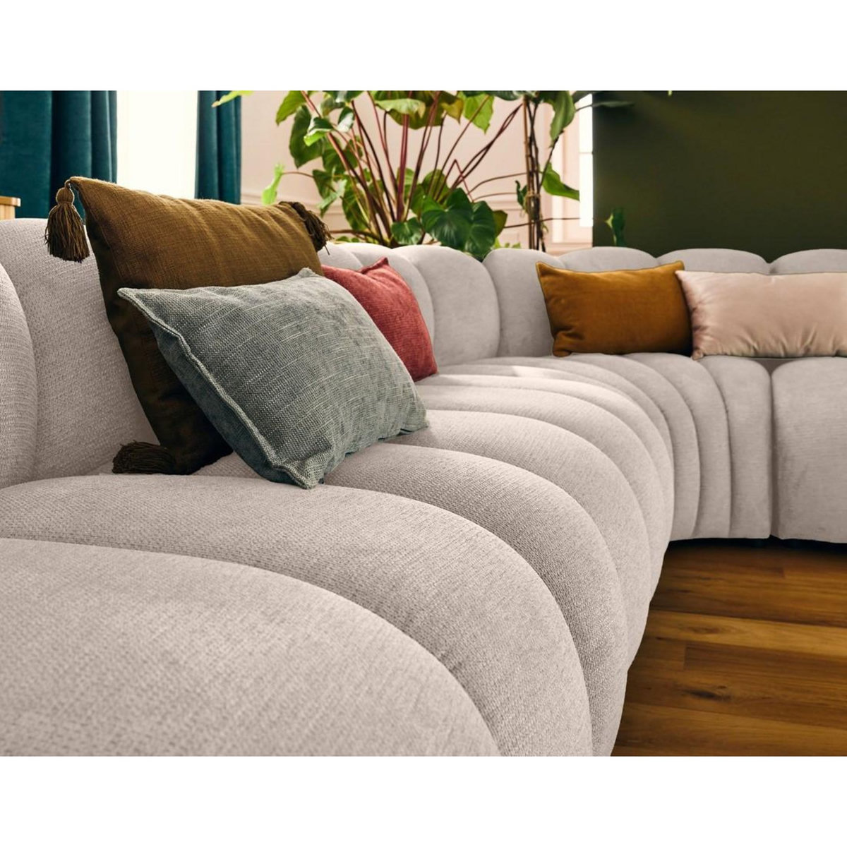 LISA DESIGN Debbie - canapé modulable d'angle gauche 5 places en tissu texturé