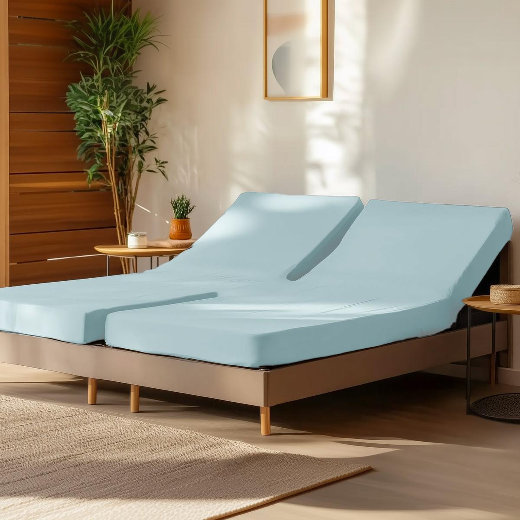 Voir la diapositive 1 : Sensei Maison Drap housse en percale de coton pour lit articulé SOFT PERCALE