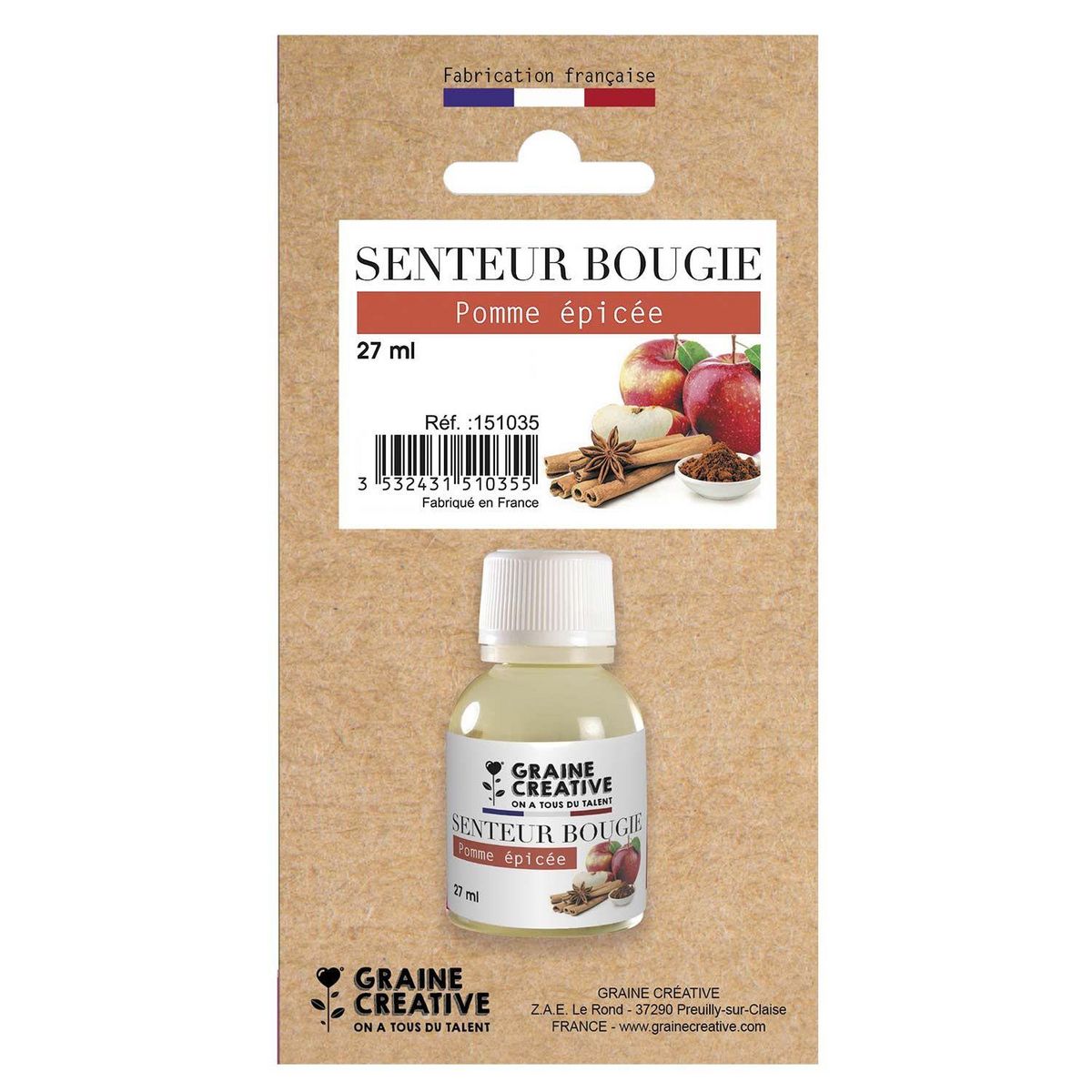 Graine créative Parfum pour bougie 27 ml senteur pomme épicée