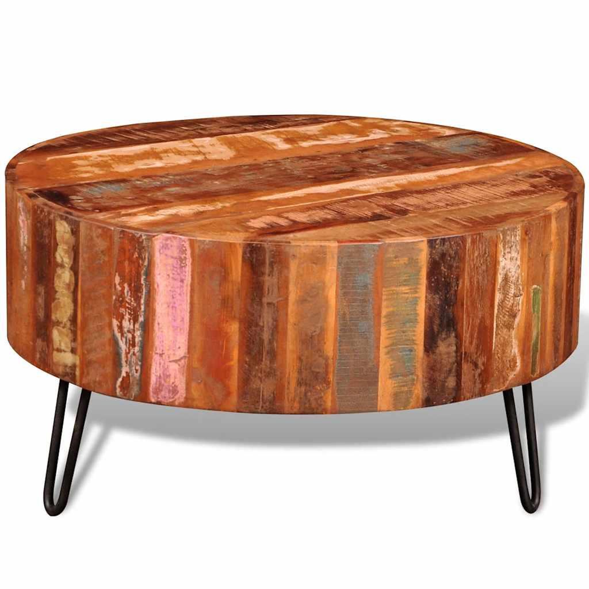 Voir la diapositive 2 : VIDAXL Table basse ronde Bois massif de recuperation