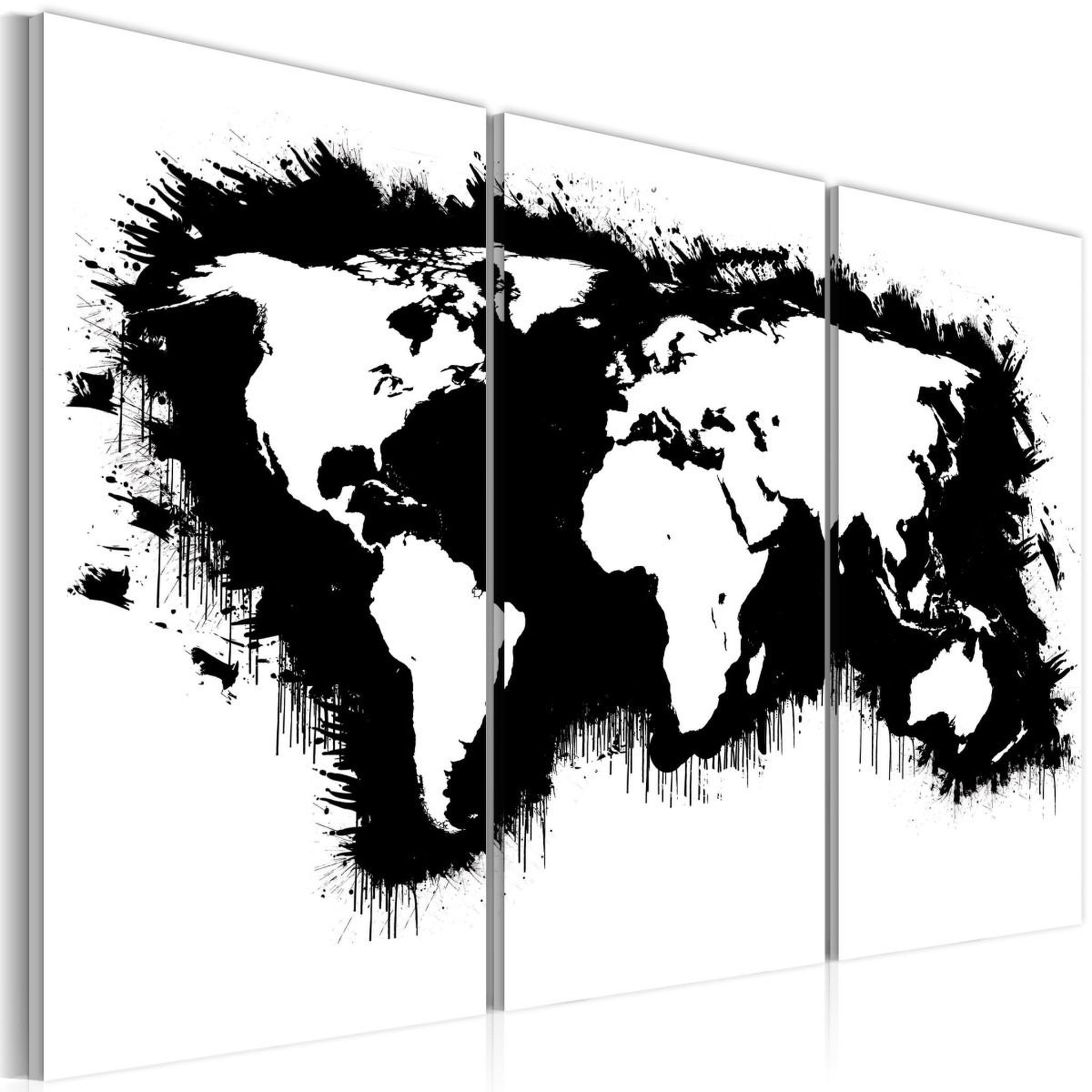Voir la diapositive 1 : Paris Prix Tableau 3 Panneaux  Carte Monochromatique du Monde