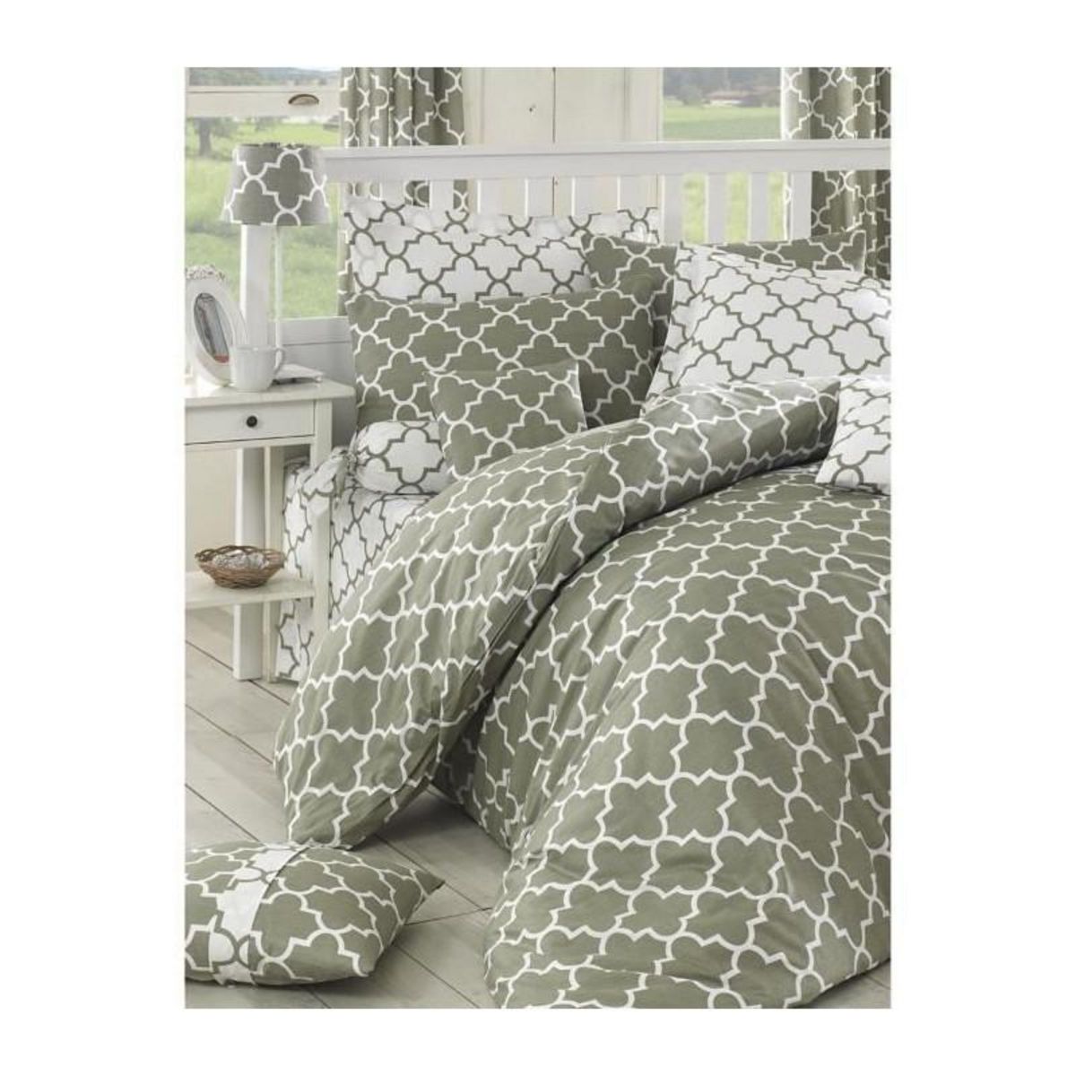 GENERIQUE Parure de lit - 1 housse de couette 220 x 240 cm + 2 taies d'oreiller 60 x 60 cm - 100% coton renforcé - Gris