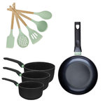 Fackelmann Lot Poêle 28 cm et 3 Casseroles 16/18/20 cm Fackelmann Brandao avec 5 ustensiles