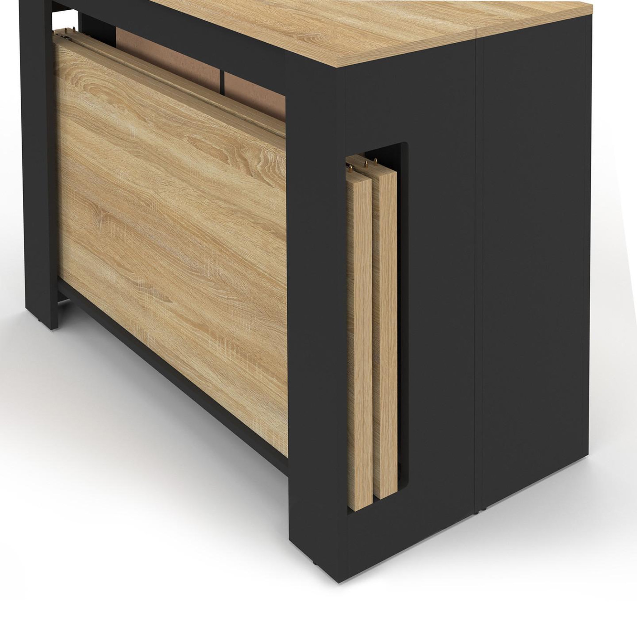 Voir la diapositive 6 : ID MARKET Table buffet extensible orlando 10 personnes 235 cm bois noir et façon hêtre