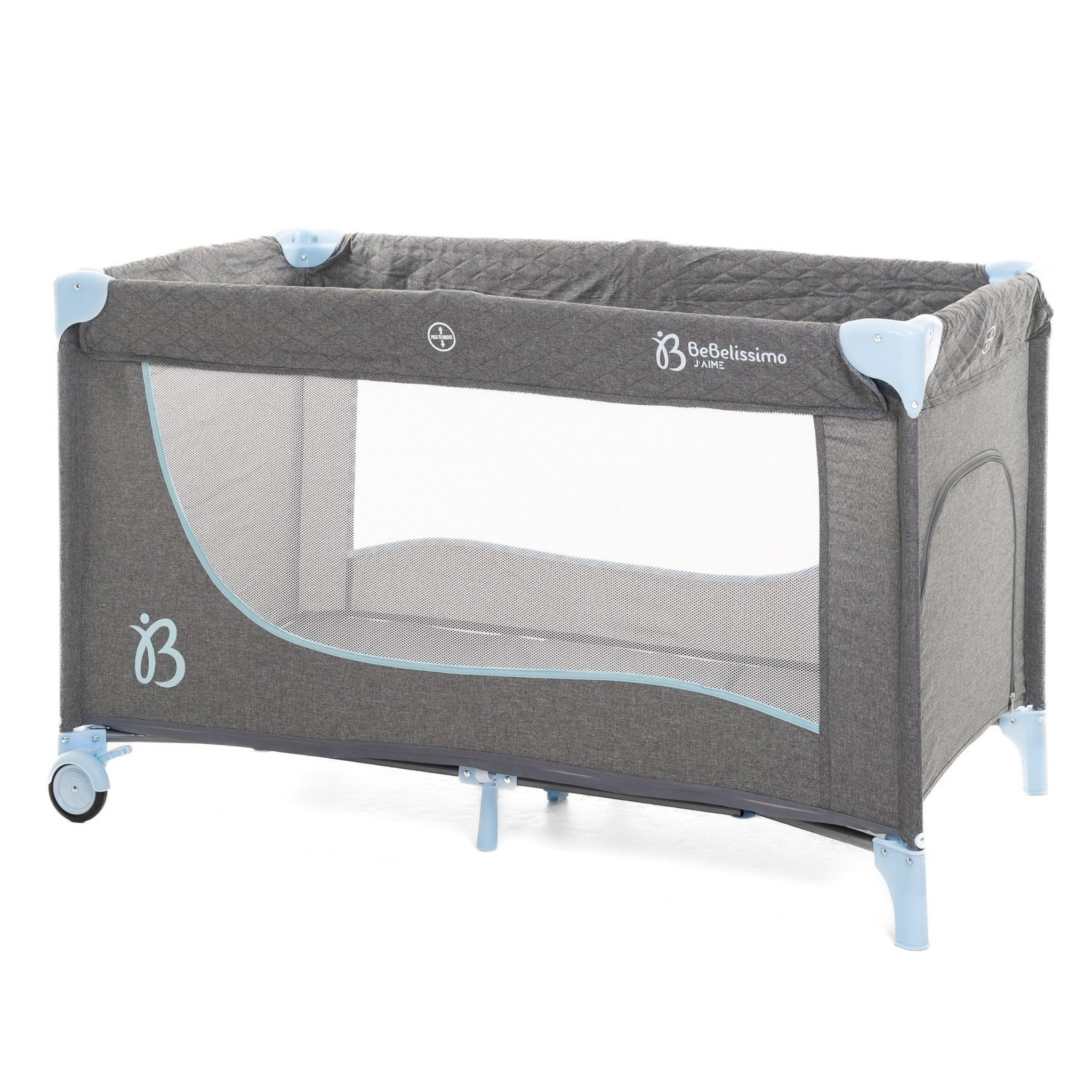Voir la diapositive 6 : BEBELISSIMO Lit parapluie bébé - berceau bébé - dès la naissance - Nuit - lit pliant - 2 niveaux - bleu