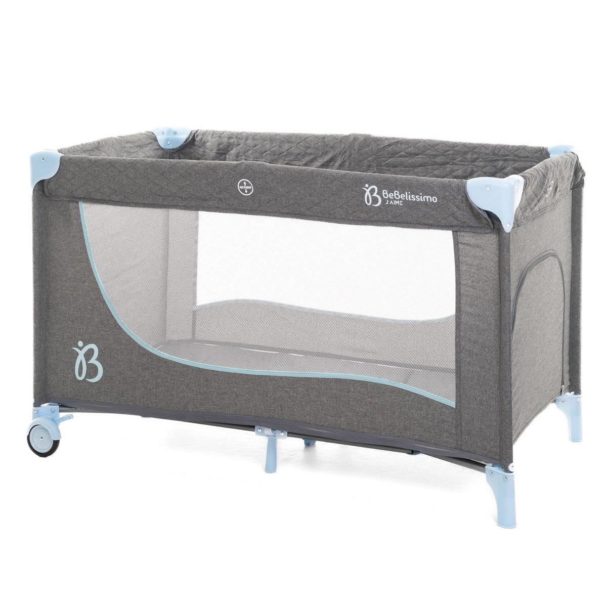 BEBELISSIMO BEBELISSIMO - Lit parapluie bébé - berceau bébé - dès la naissance - Nuit - lit pliant - 2 niveaux - bleu