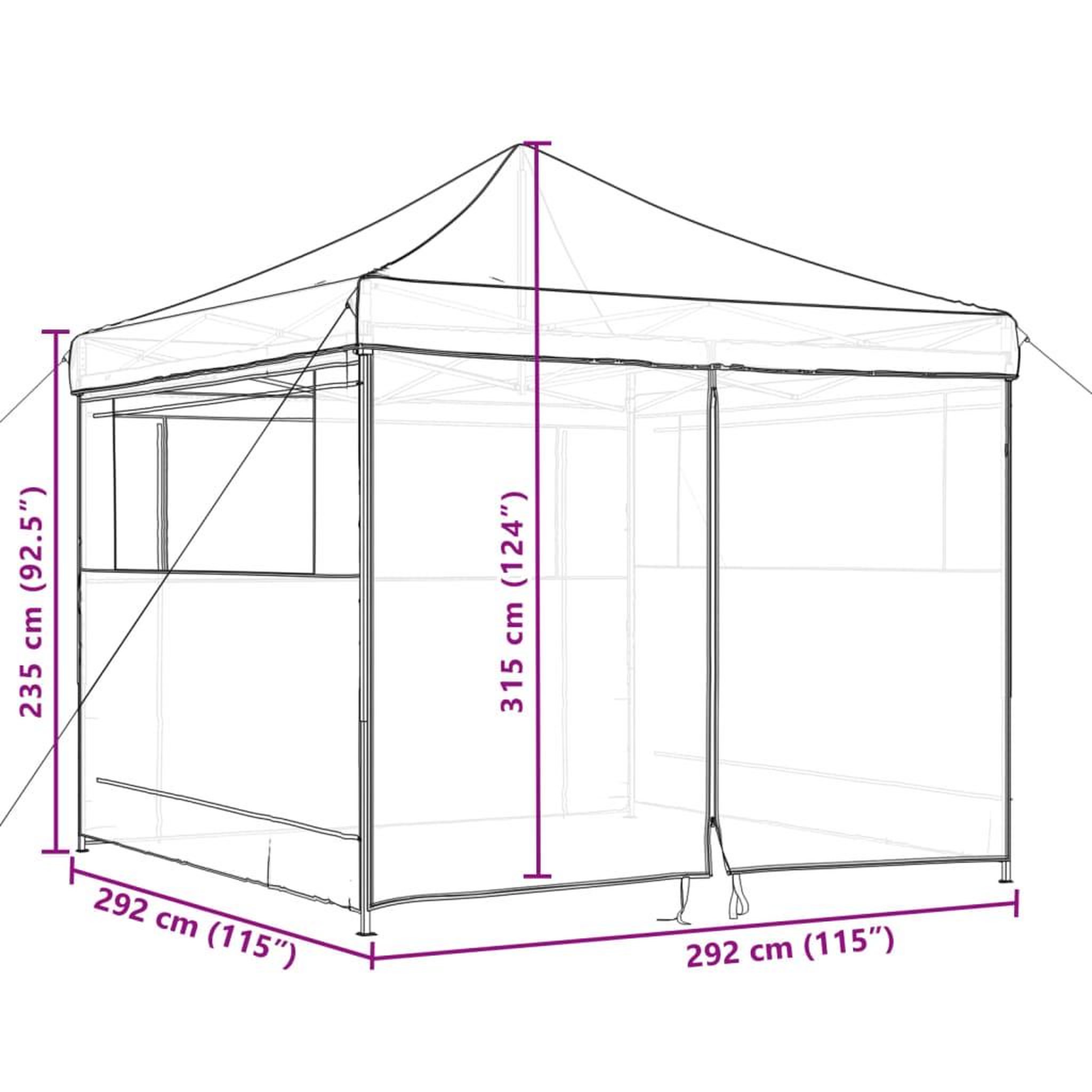 Voir la diapositive 6 : VIDAXL Tente de reception pliable escamotable 4 parois laterales taupe