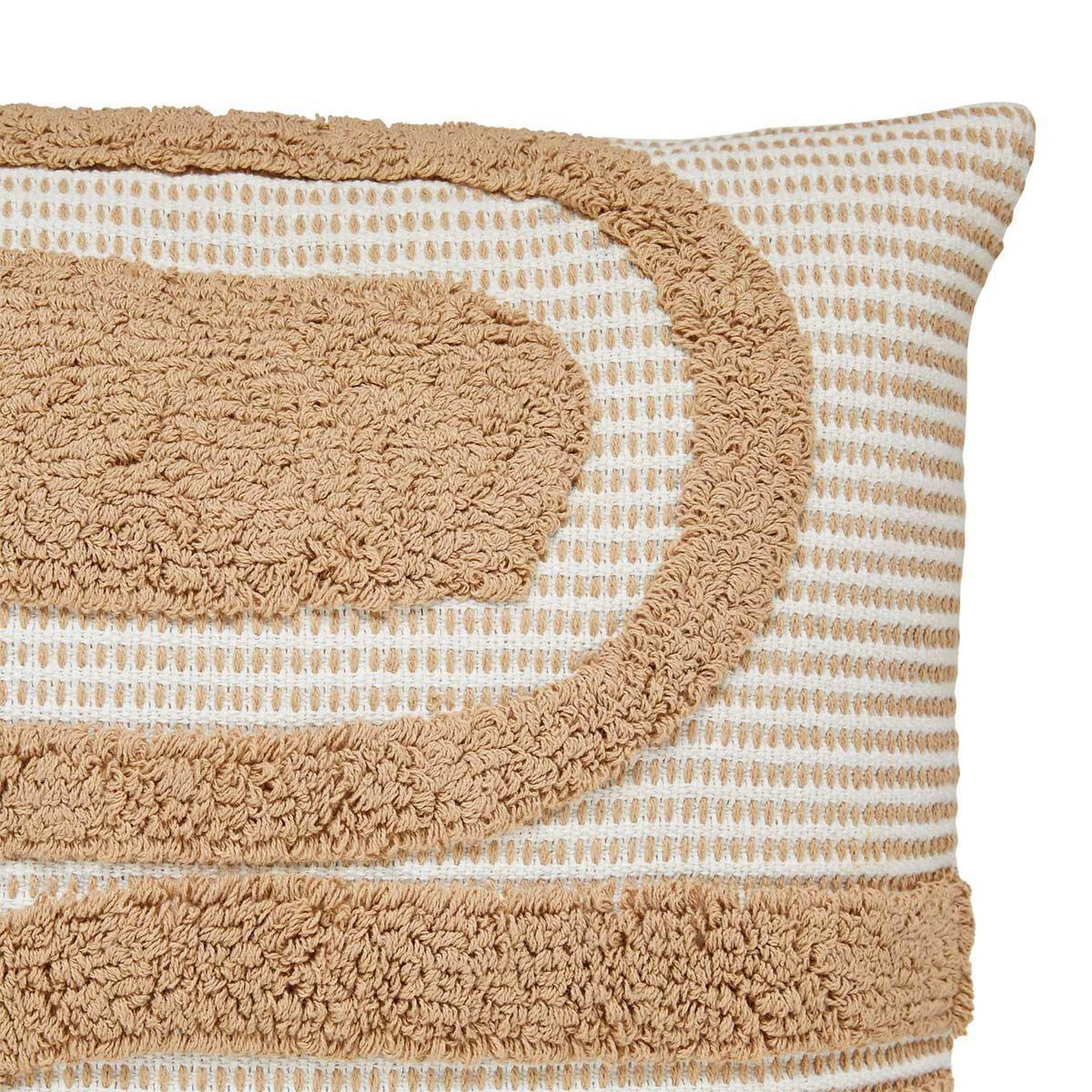 Voir la diapositive 2 : ATMOSPHERA Coussin déco tufté  poppy  50x50cm beige lin