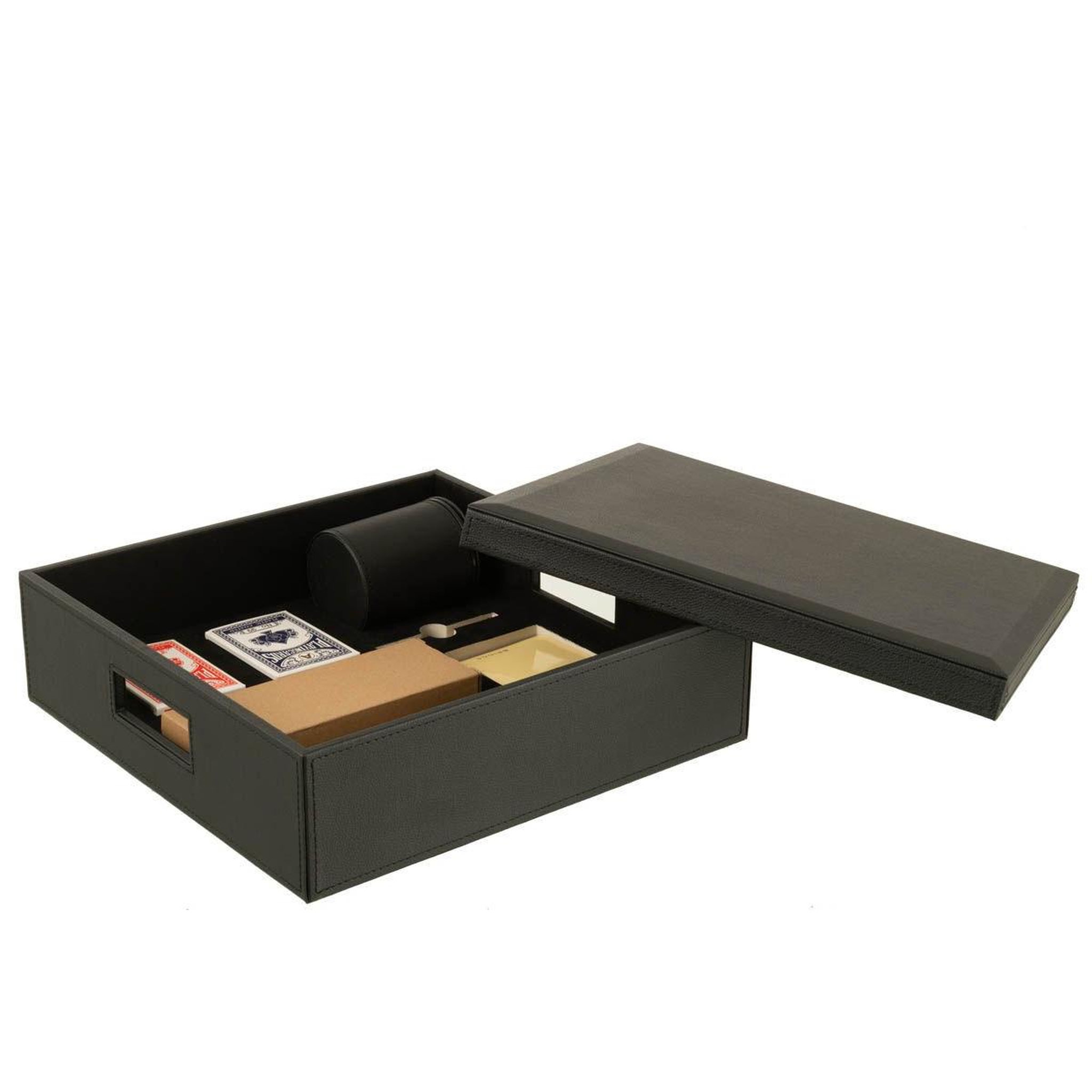 Voir la diapositive 4 : J-LINE Boîte jeux de cartes & échiquier  ezra  35cm noir