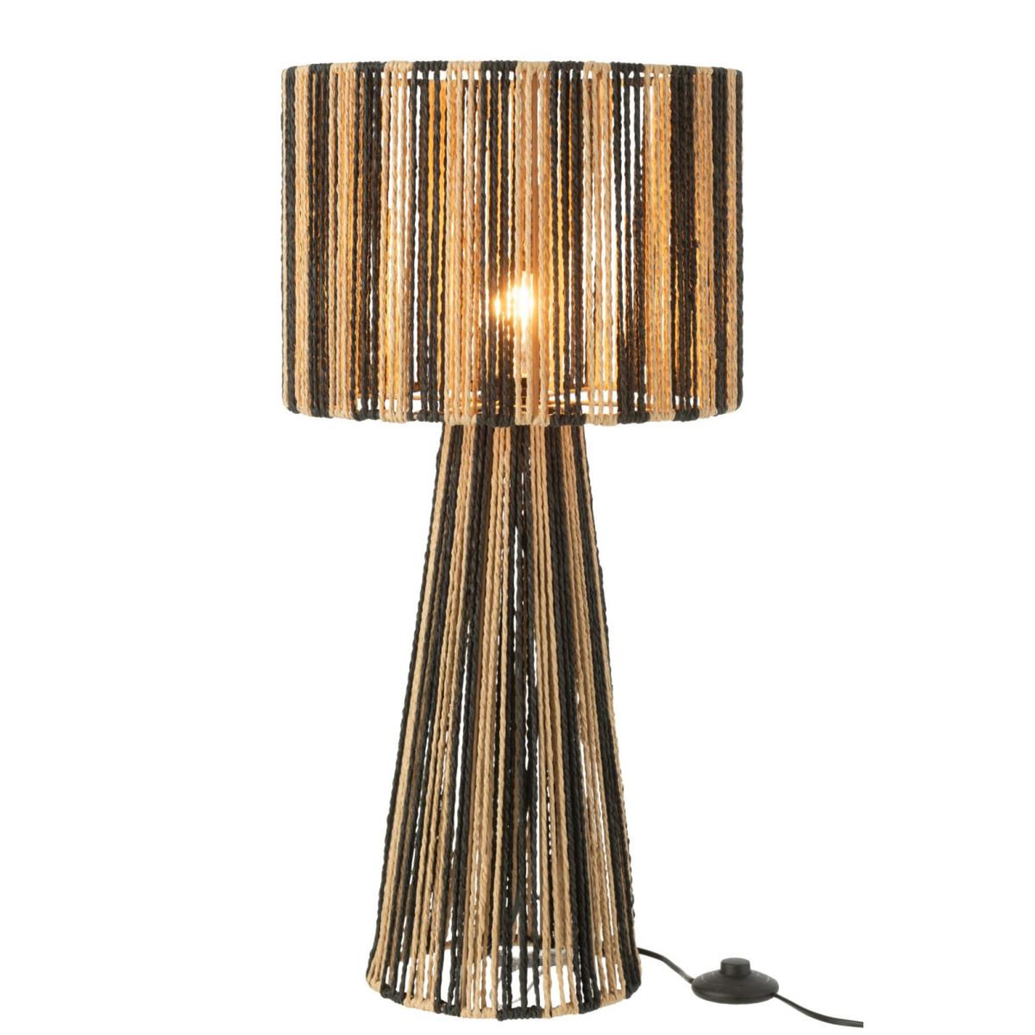Voir la diapositive 2 : J-LINE Lampe à poser rayures  cordes  69cm naturel & noir