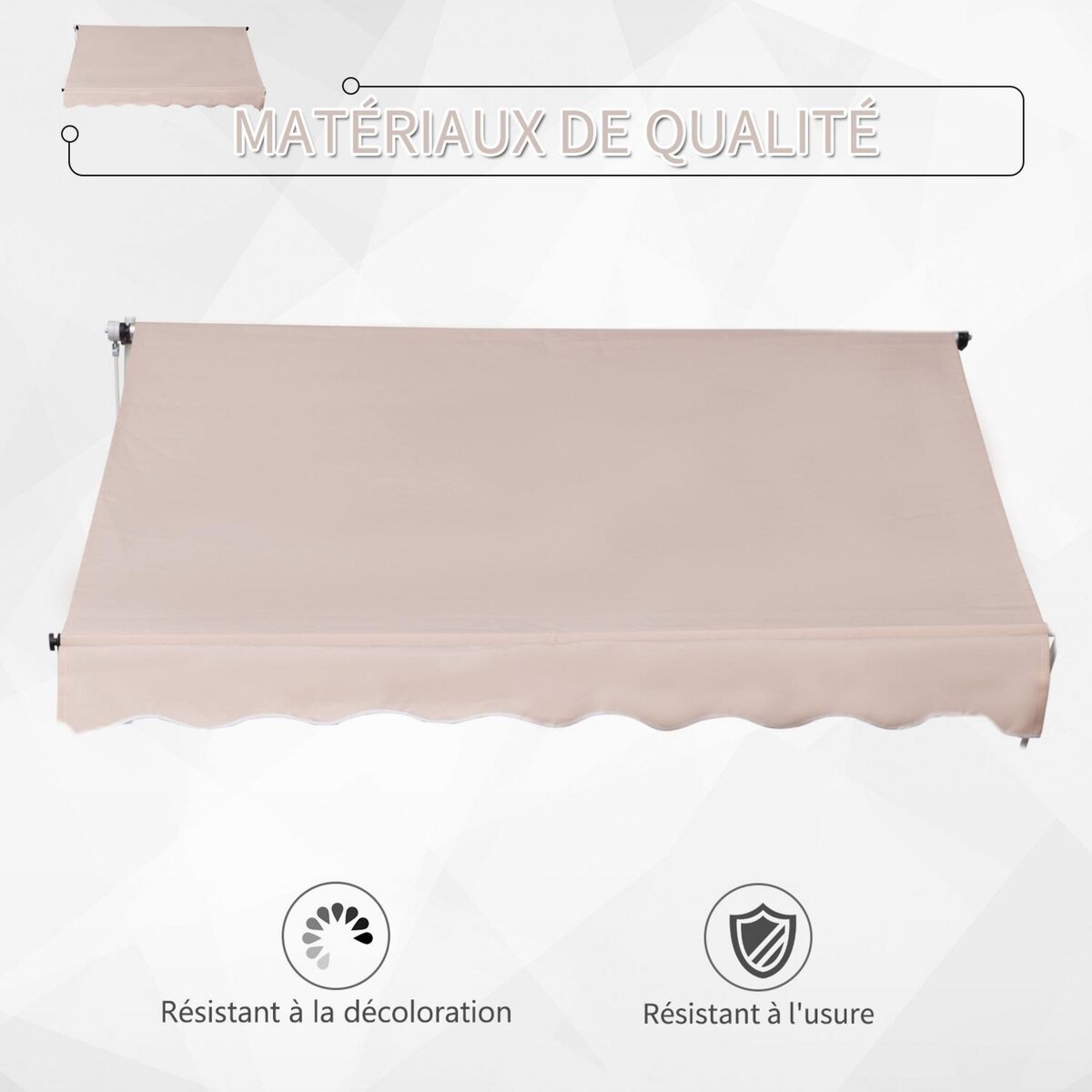 OUTSUNNY Store banne manuel rétractable 2L x 1,5l x 1,7-2,8H m inclinaison réglable installation rapide métal alu polyester beige