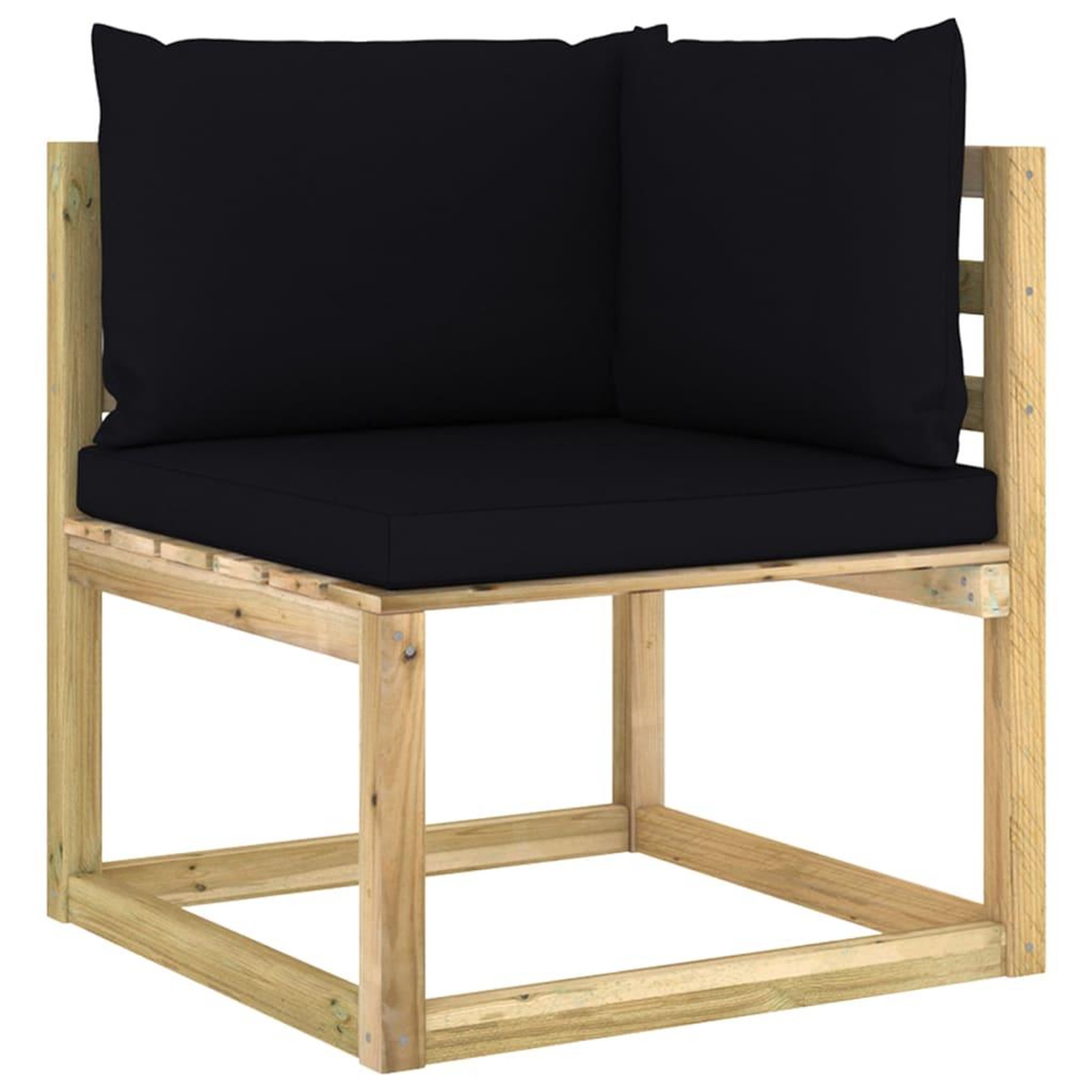 Voir la diapositive 2 : VIDAXL Canape d'angle de jardin avec coussins Bois impregne de vert