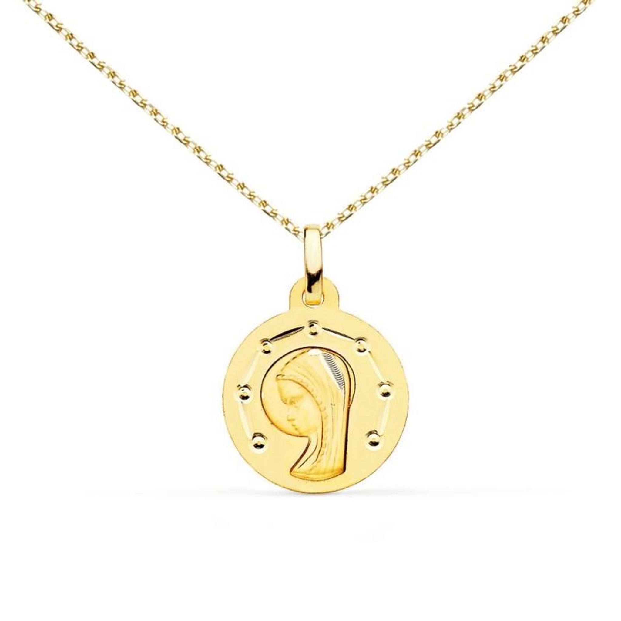 Voir la diapositive 1 : L'ATELIER D'AZUR Collier - Médaille Vierge Or Jaune - Chaîne Dorée - Gravure Offerte