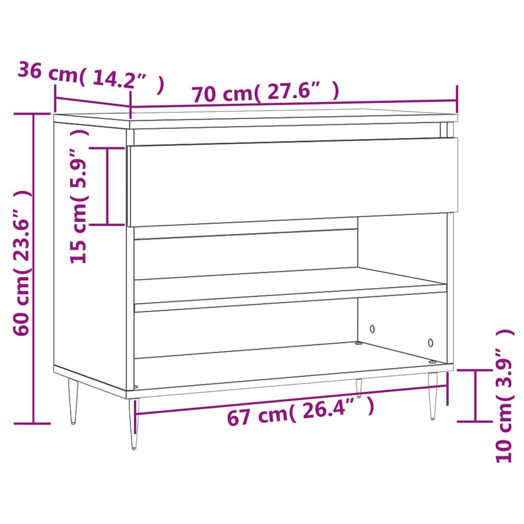 Voir la diapositive 6 : VIDAXL Armoire a chaussures Blanc 70x36x60 cm Bois d'ingenierie