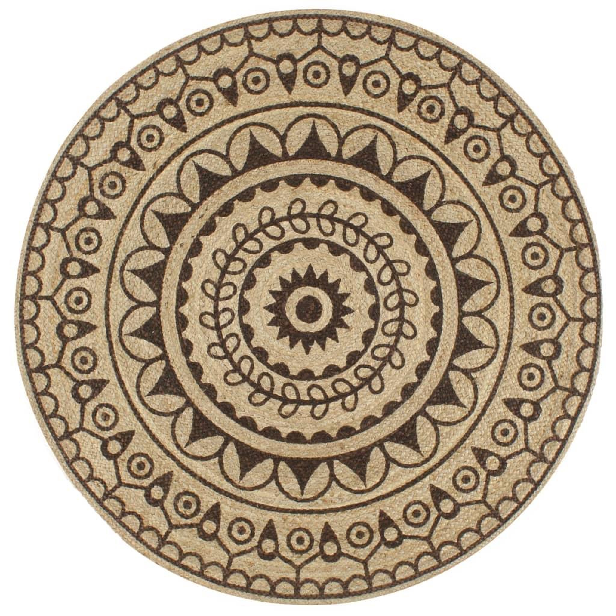 VIDAXL Tapis fait a la main Jute avec imprime marron fonce 90 cm