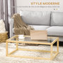 Voir la diapositive 5 : HOMCOM Table basse design contemporain plateau verre trempé structure piètement bois d'hévéa
