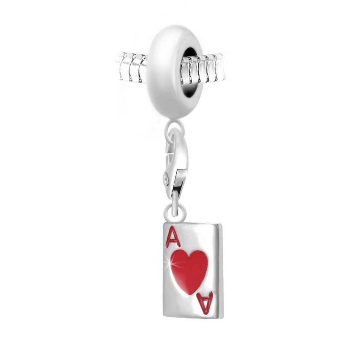 SC CRYSTAL Charm perle SC Crystal en acier avec pendentif carte as de coeur