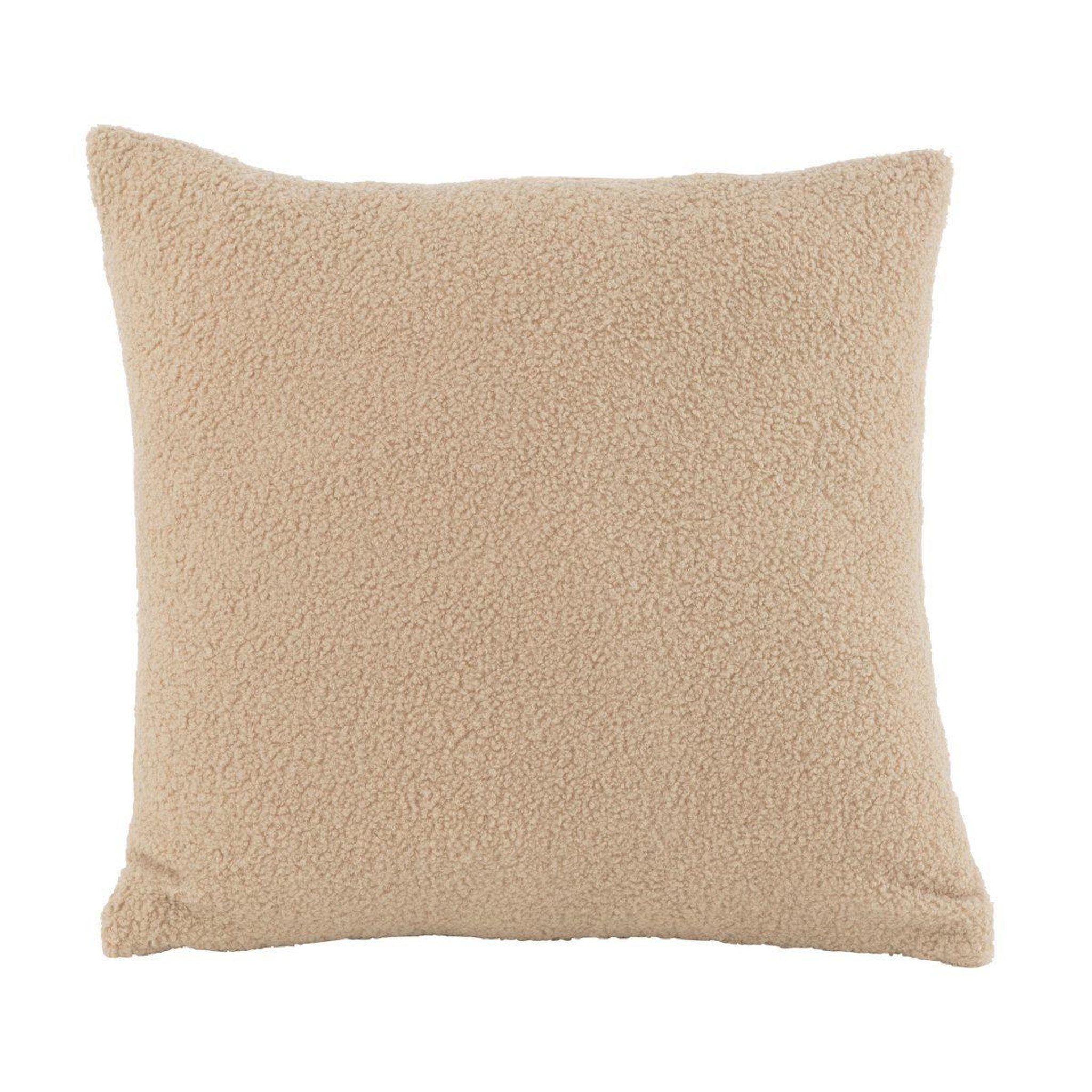J-LINE Coussin déco bouclette  teddy  45x45cm beige