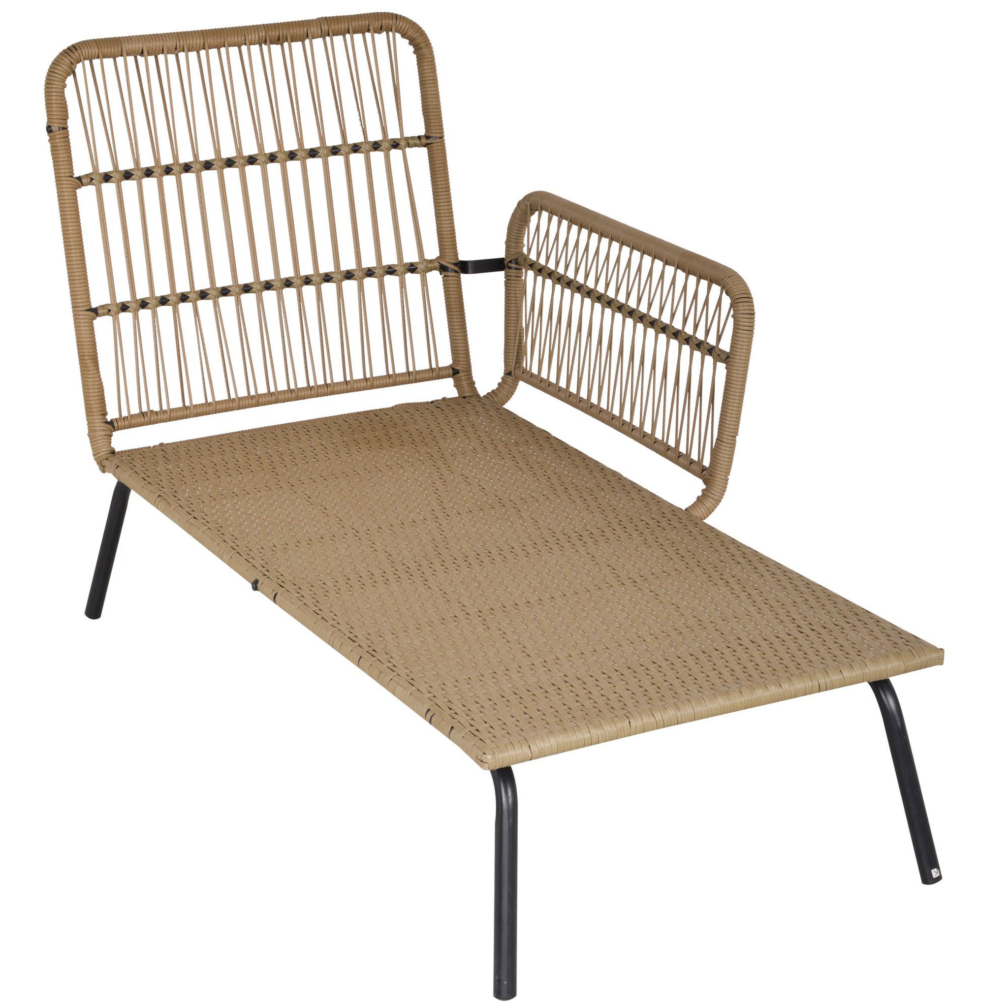 Voir la diapositive 5 : OUTSUNNY Salon de jardin d'angle 4 pers. Style colonial table basse coussins grand confort inclus résine tressée beige