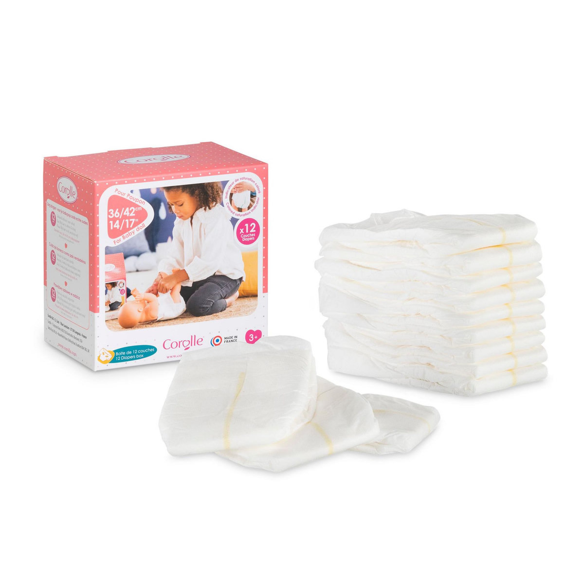 Corolle Boîte de 12 couches pour poupon 36 et 42 cm
